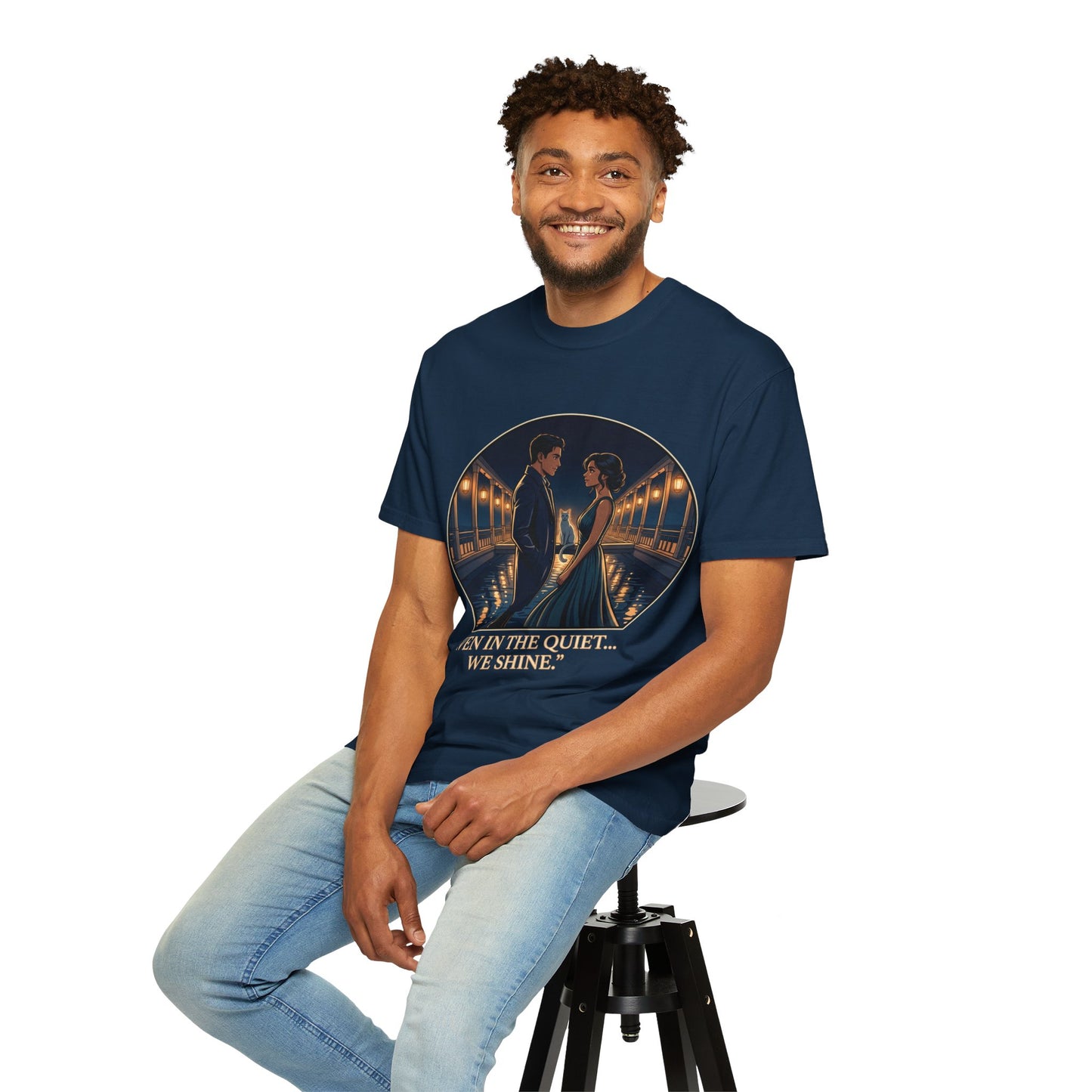 Romantic Night Stroll T-Shirt — "Even in the Quiet... We Shine" Graphic Tee