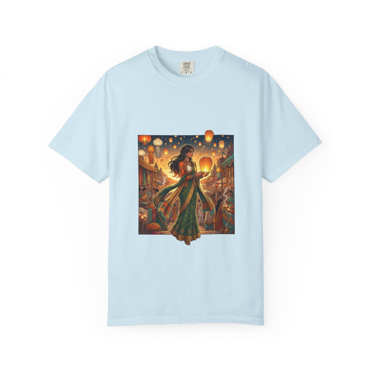 Diwali Lantern Festival T-Shirt — Indian Dancer with Floating Sky Lanterns
