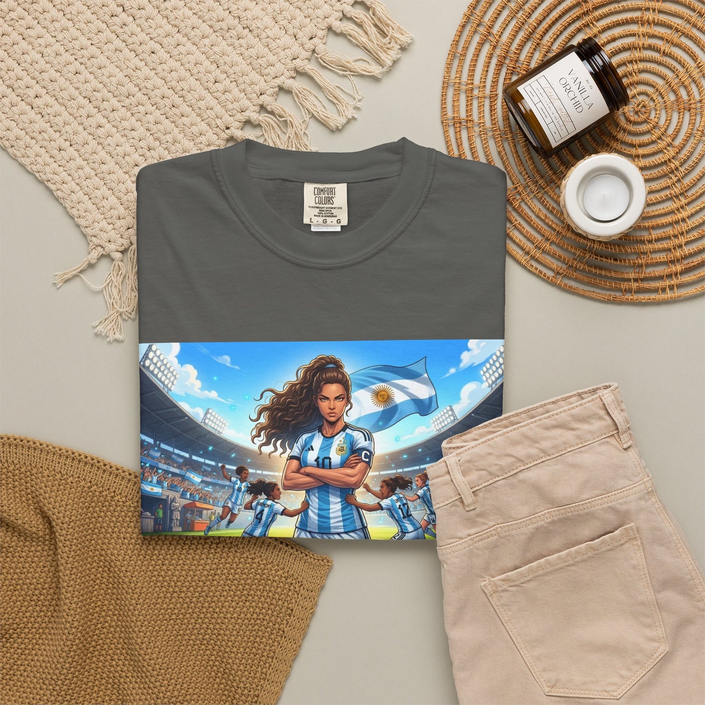 Argentina Soccer Heroine Stadium T-Shirt – Female Soccer Player Graphic Tee