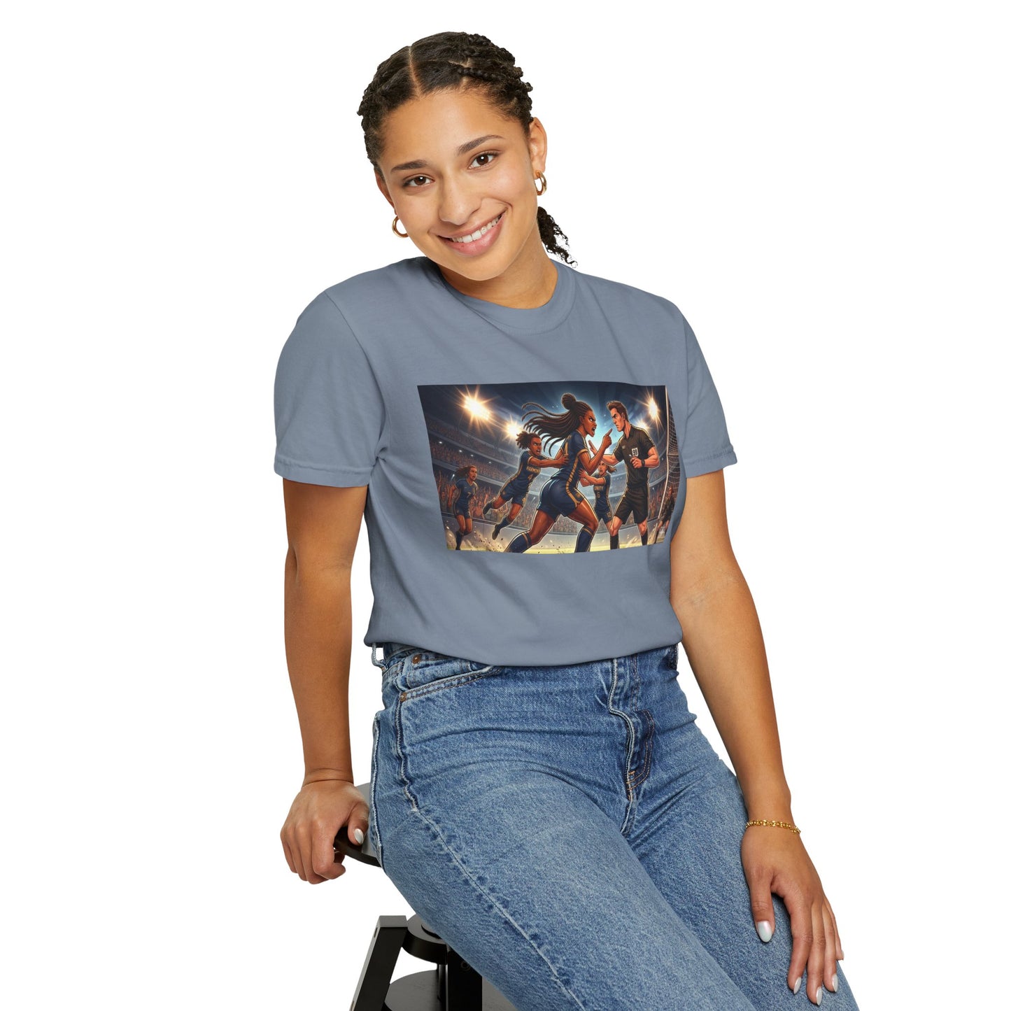 Soccer Night Match T-Shirt — Dynamic Players Under Stadium Lights