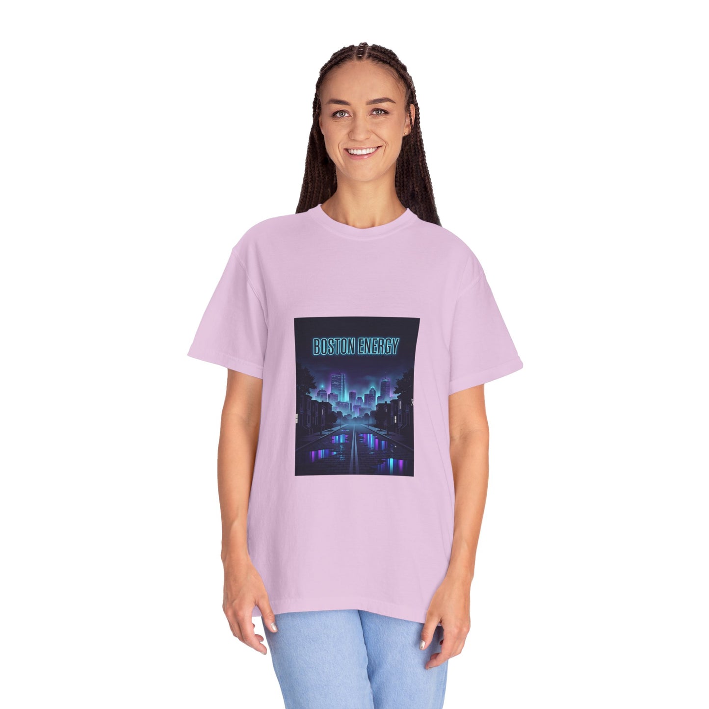 T-Shirt — "Boston Energy" Neon Cityscape Graphic Tee