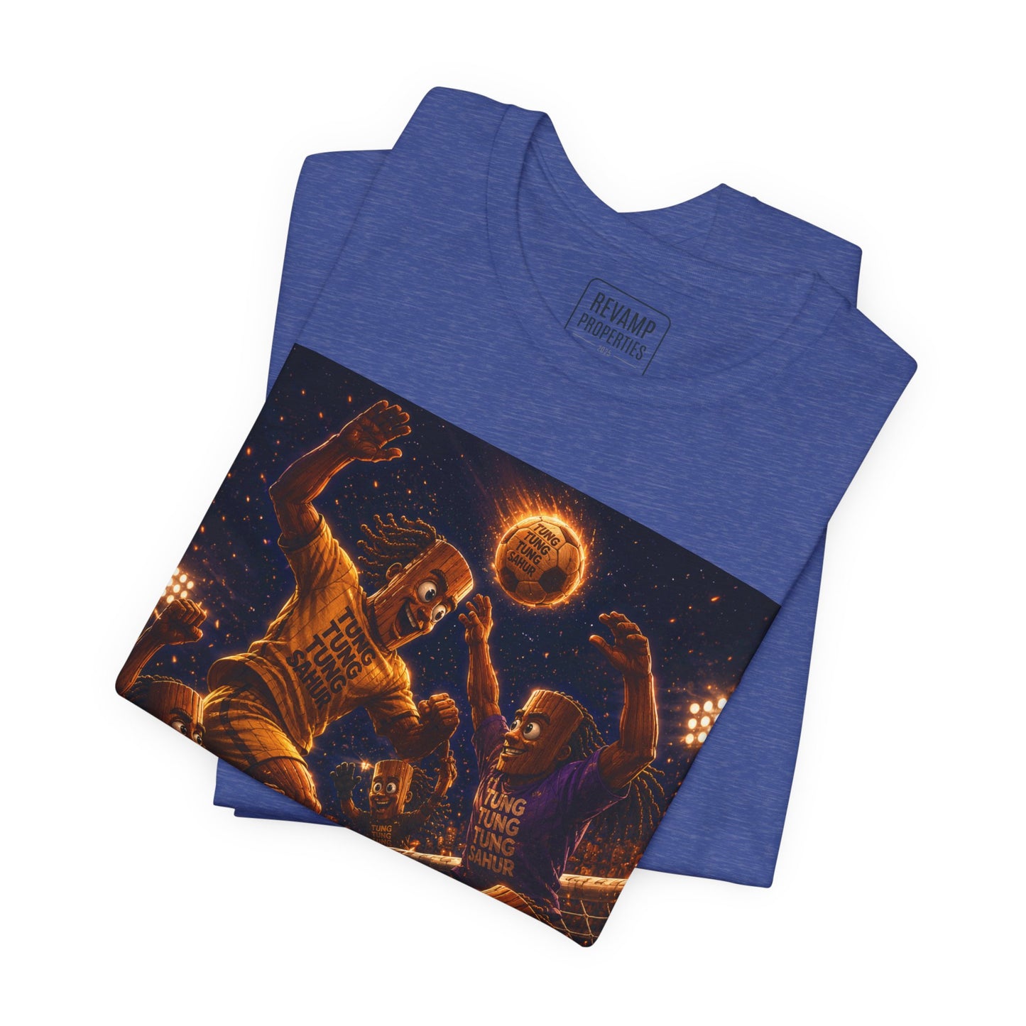 Tung Tung Tung Sahur Header Goal Soccer Action Graphic Tee — Team Court Night Design