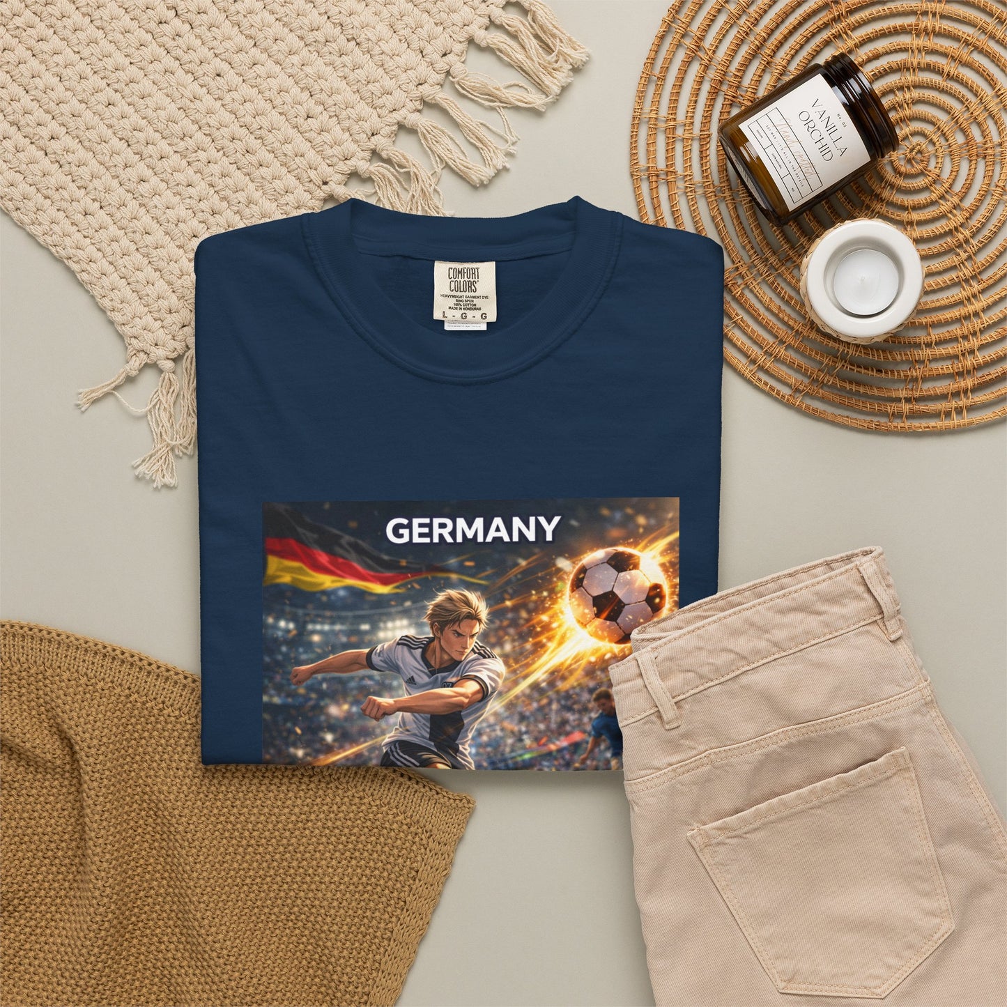 Germany Soccer Player Graphic T-Shirt — Retro Football Stadium Print
