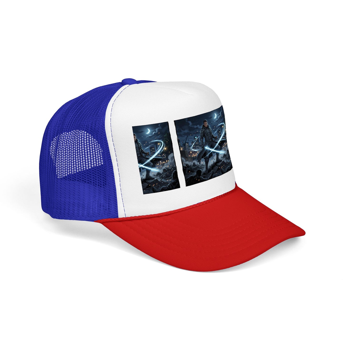 Trucker Hat — Neon Samurai Triptych Foam Trucker Cap