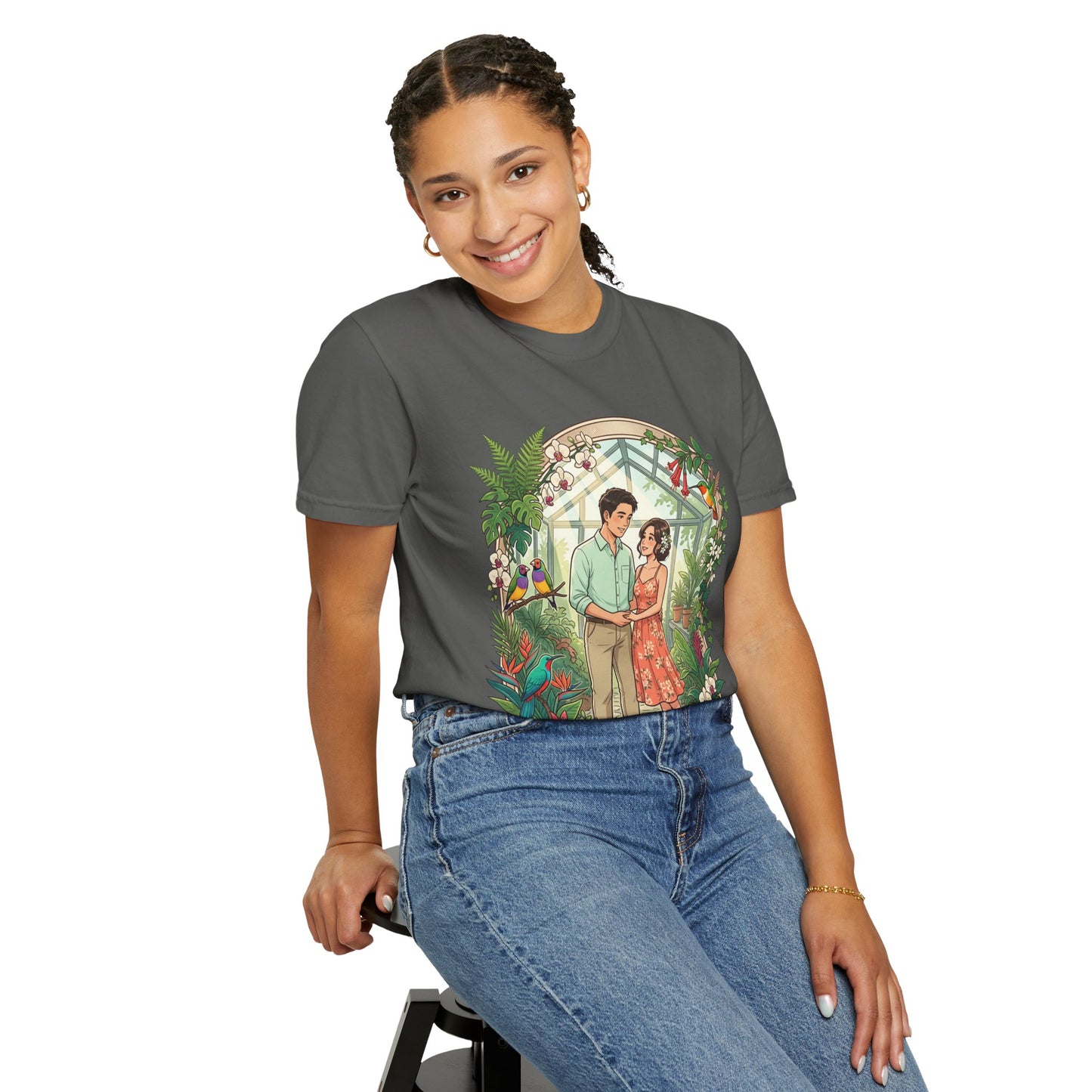 Romantic Greenhouse Couples T-Shirt — “Love Grows Where We Nurture It”