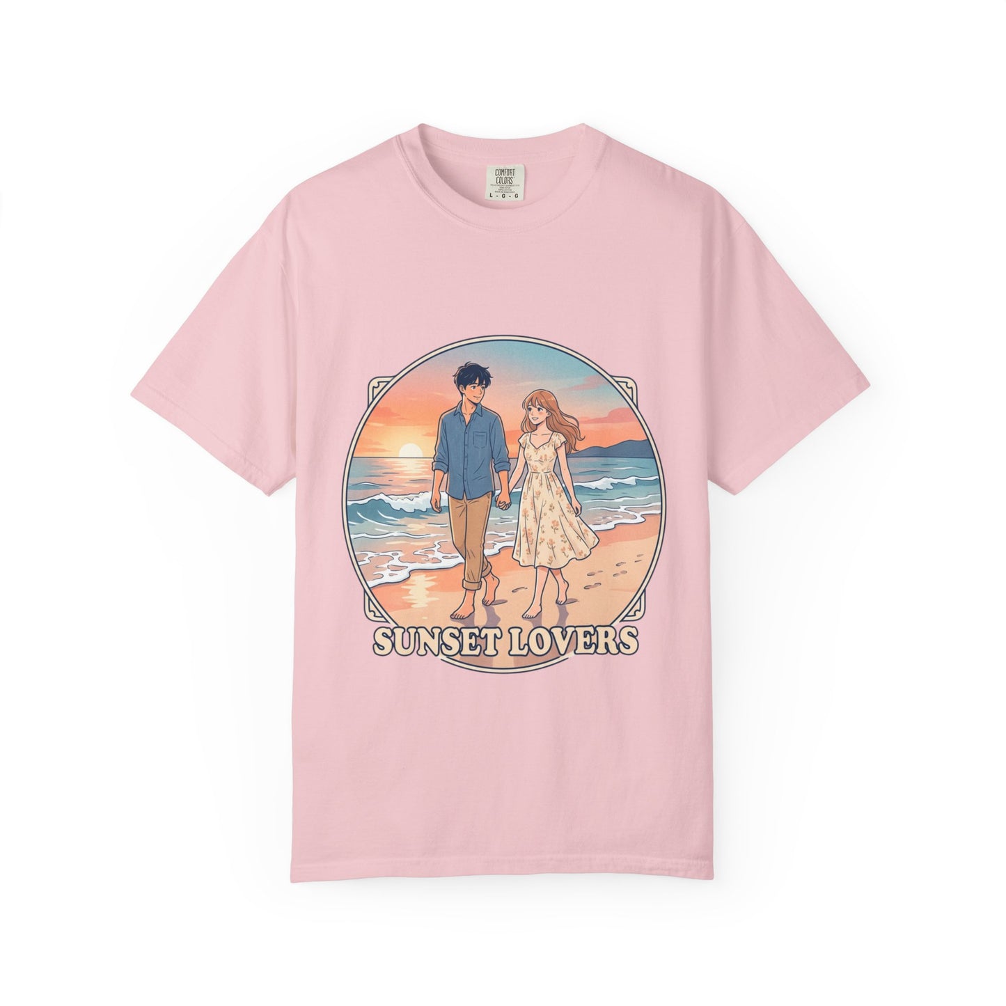 Sunset Lovers Beach T-Shirt — Romantic Couple Graphic Tee