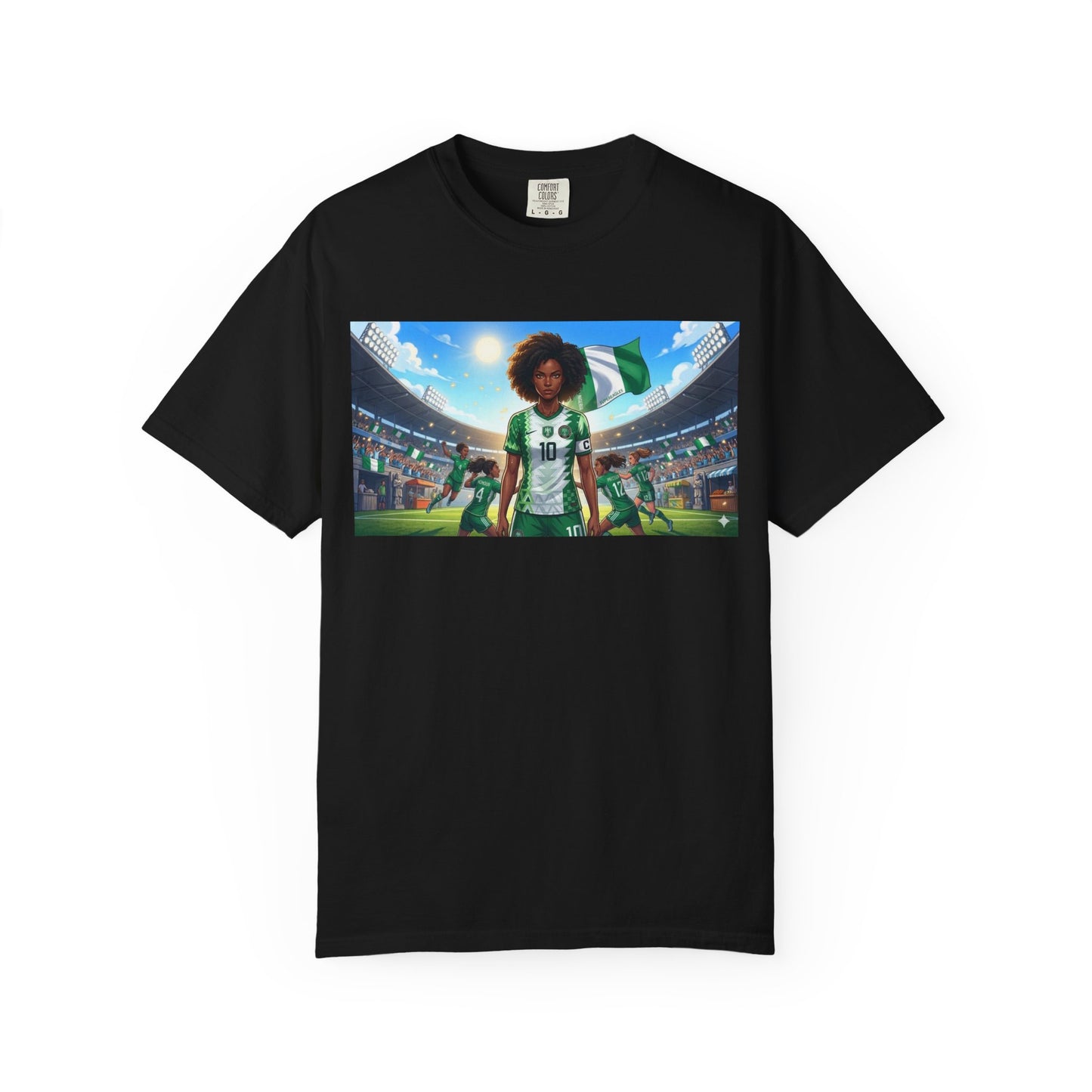 Commander- Female- Nigerian Soccer Player Stadium  - T-shirt - Graphic Tee