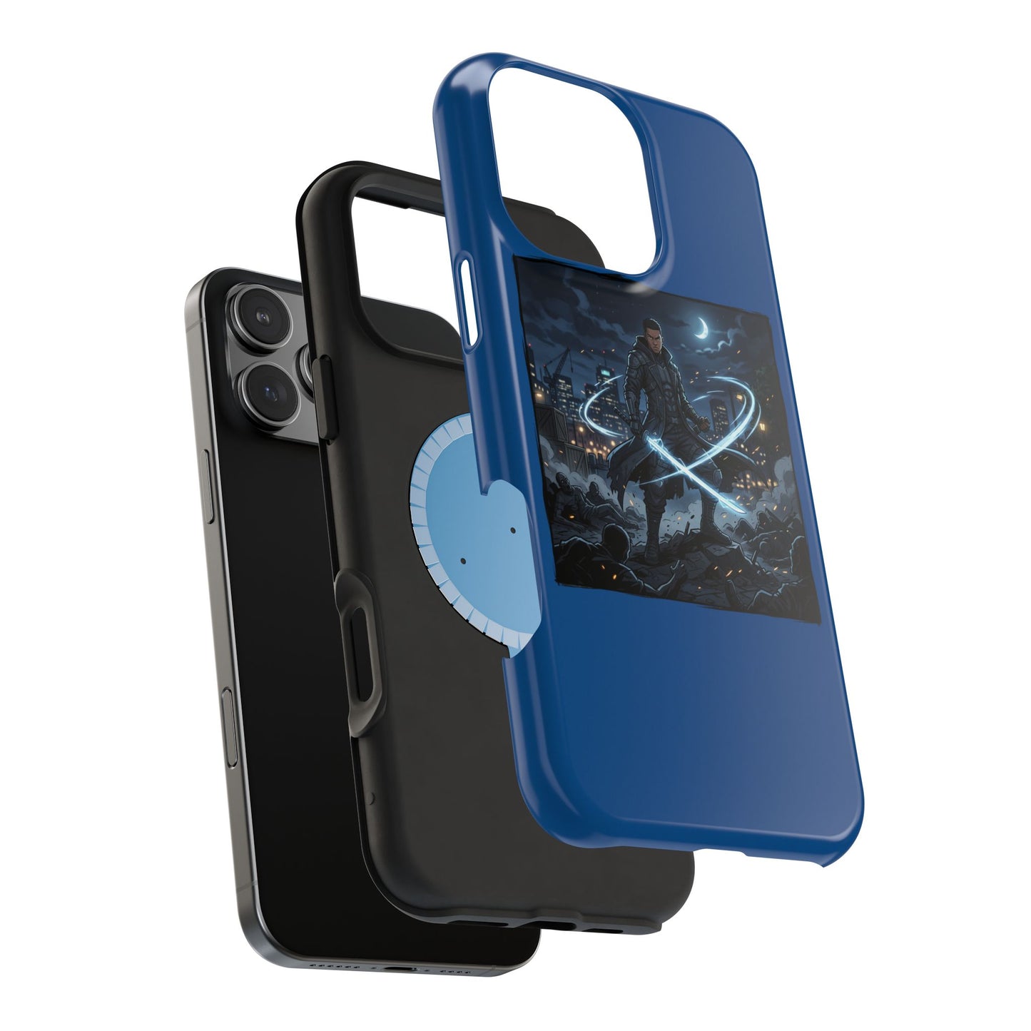 Magnetic Impact-Resistant Phone Case — Night Warrior Sci‑Fi Design
