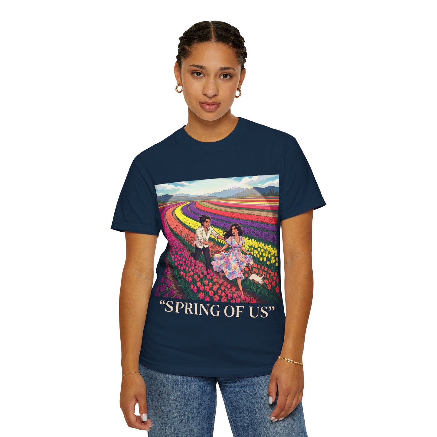 Spring of Us T-Shirt — Floral Field Vintage Couple Graphic Tee