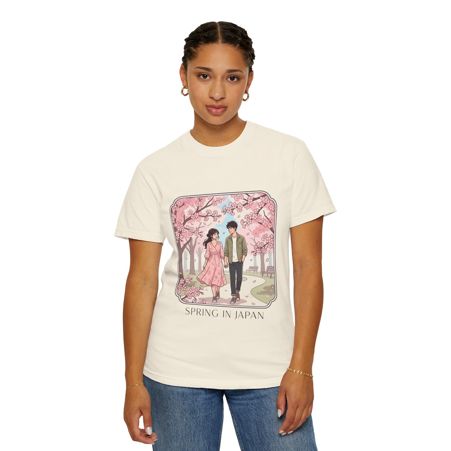 Spring in Japan T-Shirt — Cherry Blossom Couple Graphic Tee
