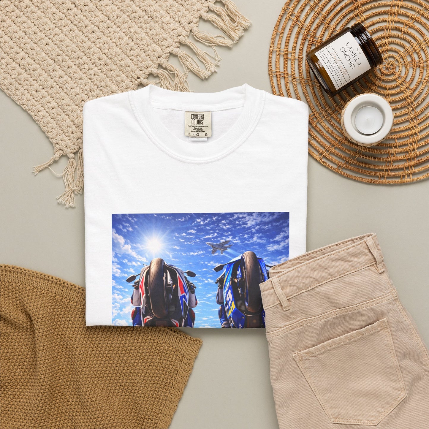 Motorcycle Sunset T-Shirt — Two Bikes Riding Into the Horizon