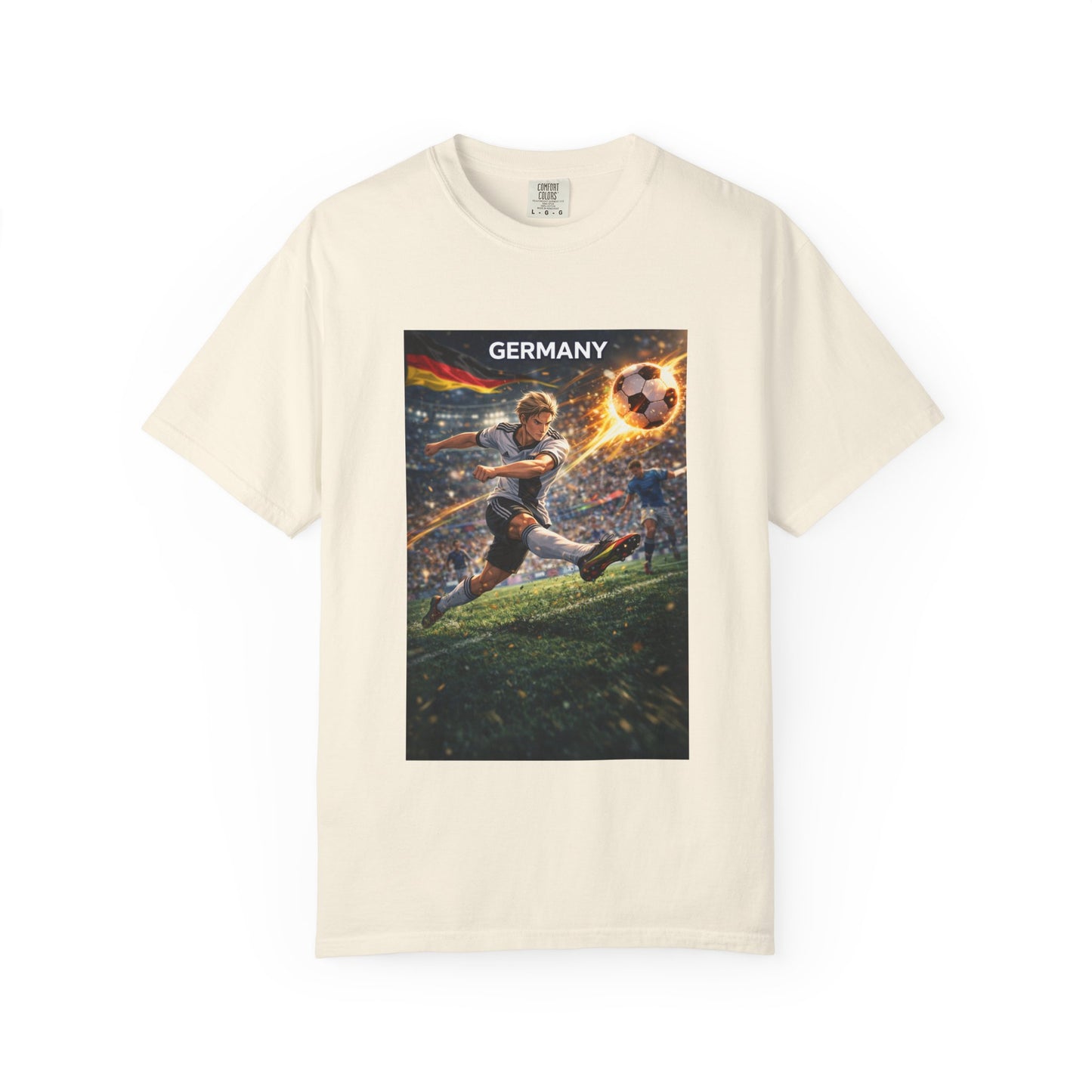 Germany Soccer Player Graphic T-Shirt — Retro Football Stadium Print