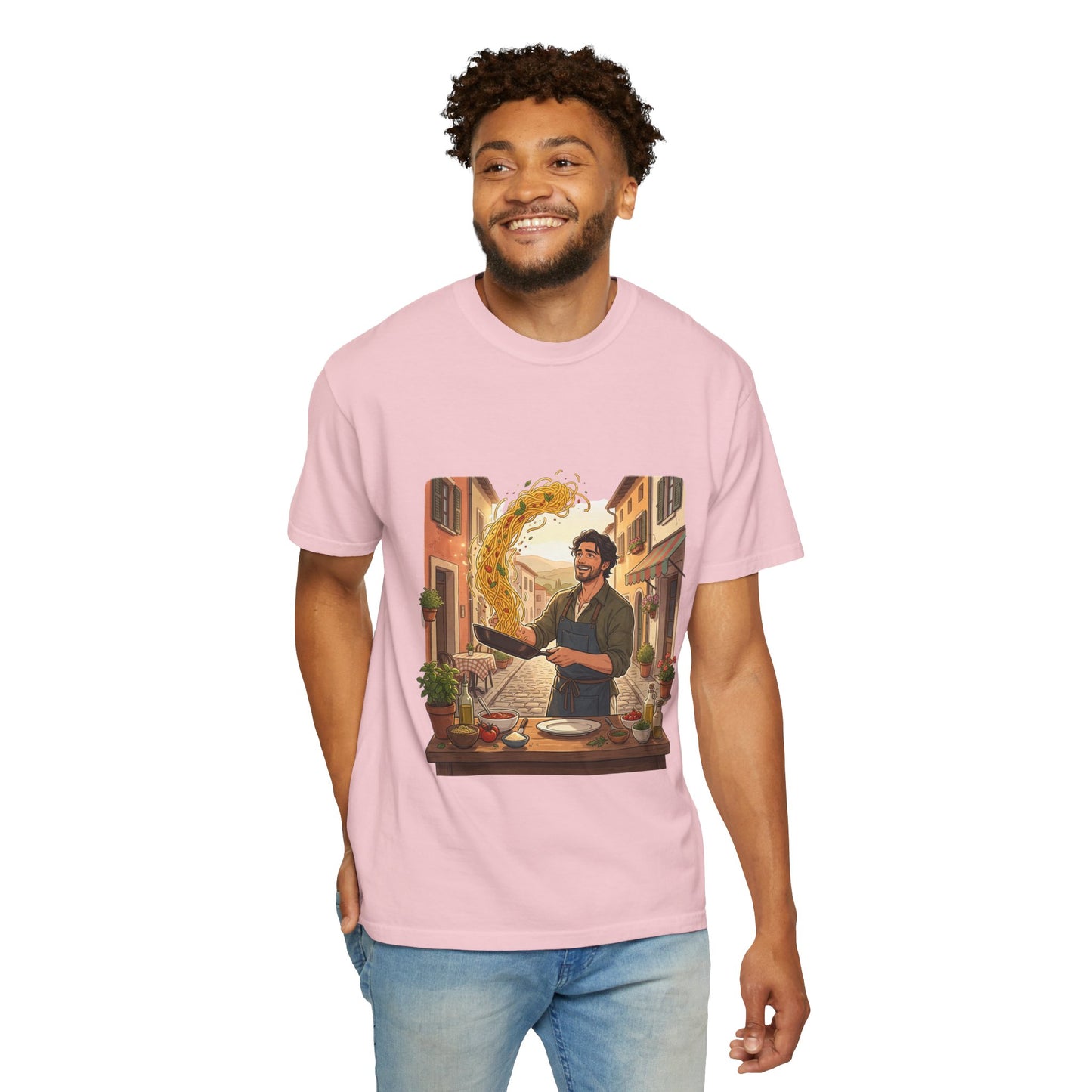 Italian Chef Pasta Toss T-Shirt — Vintage Street Kitchen Cooking Graphic Tee