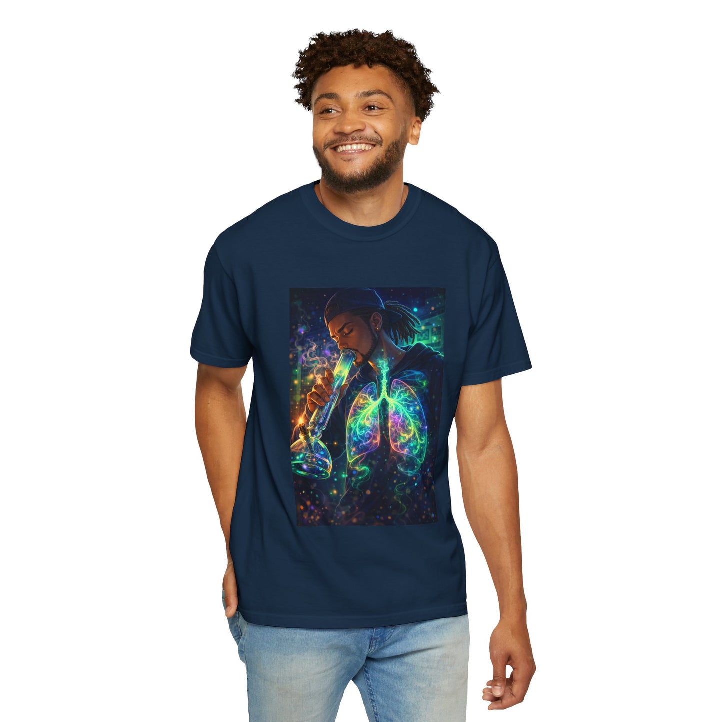 Cosmic Lungs T-Shirt — Neon Anatomical Art Tee