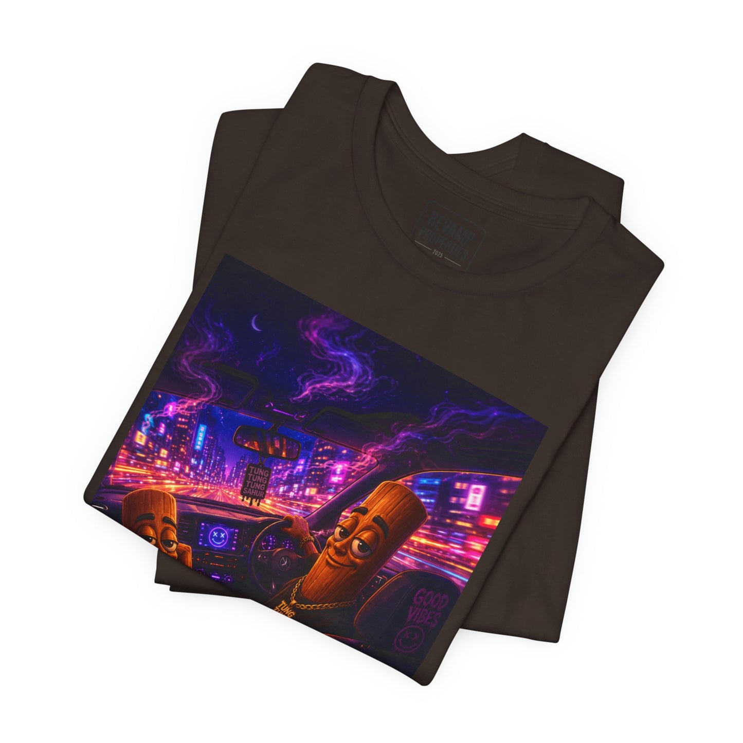 Tung Tung Tung Sahur Who Ride Like Us T-Shirt — Night Cruise Vaporwave Graphic Tee