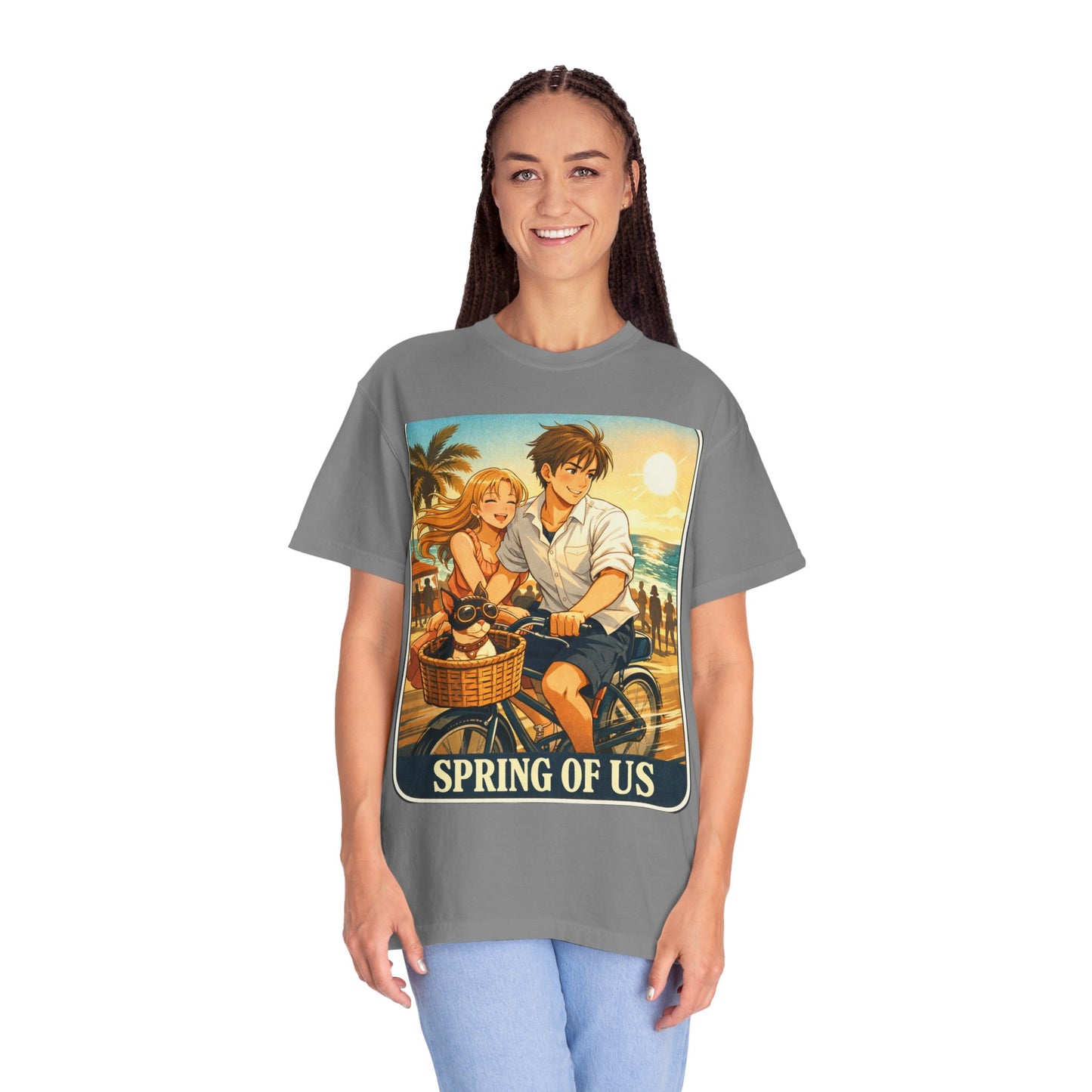 Spring of Us T-Shirt — Vintage Beach Couple Bicycle Design