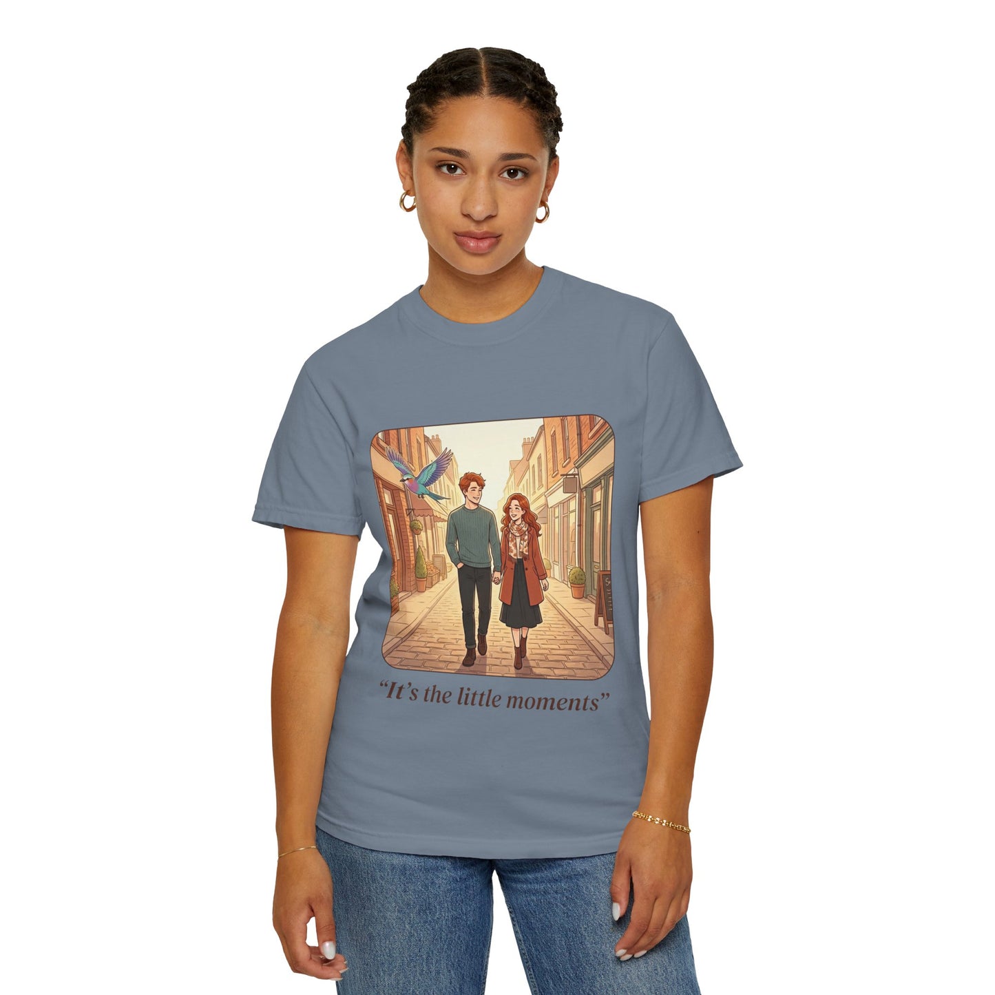 Romantic Stroll T-Shirt — “It’s the little moments” Couple Illustration Tee