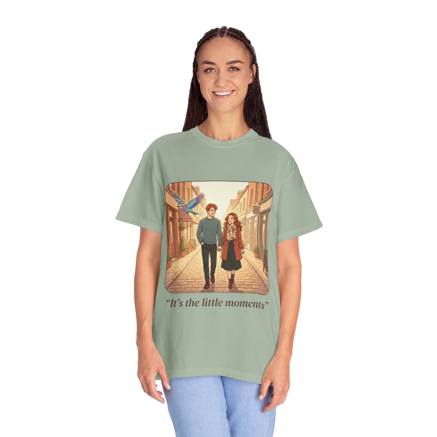 Romantic Stroll T-Shirt — “It’s the little moments” Couple Illustration Tee