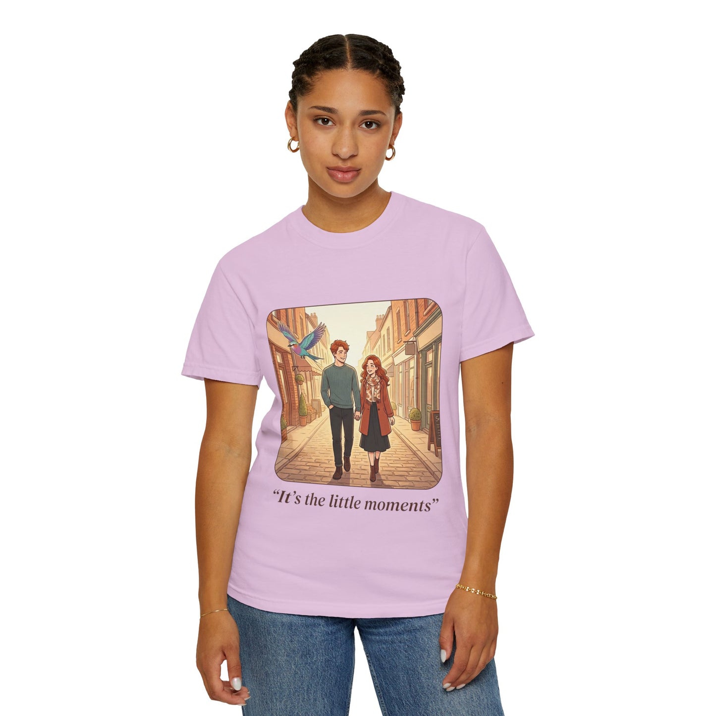 Romantic Stroll T-Shirt — “It’s the little moments” Couple Illustration Tee