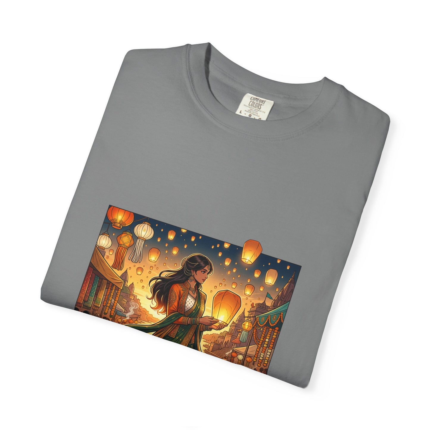 Diwali Lantern Festival T-Shirt — Indian Dancer with Floating Sky Lanterns