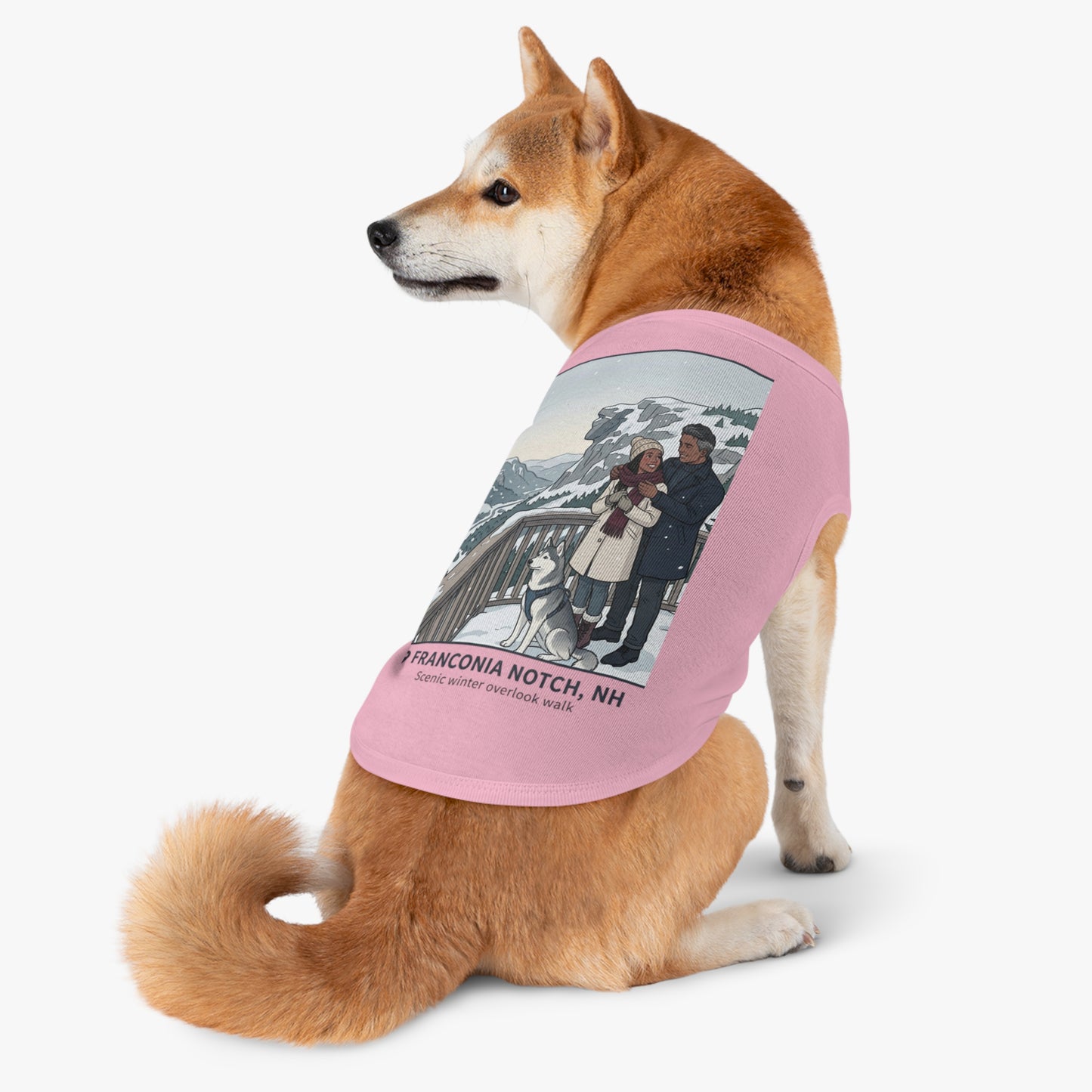 Dog Winter Walk Tank — Cozy Couple & Husky Scenic Pet Tank Top