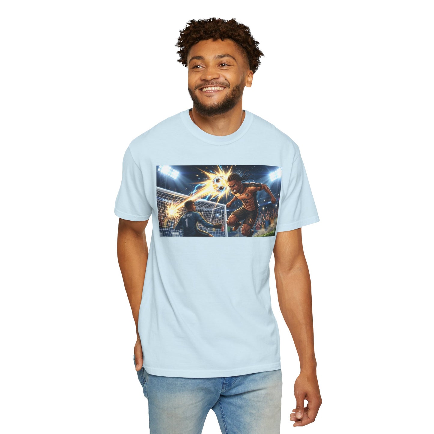 Soccer Goal Explosion T-Shirt — Action-Packed Football Graphic Tee