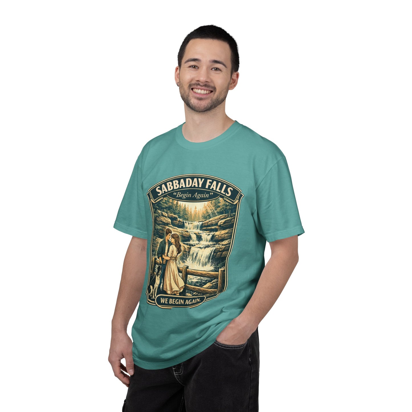 Sabbaday Falls 'We Begin Again' Vintage Nature T-Shirt