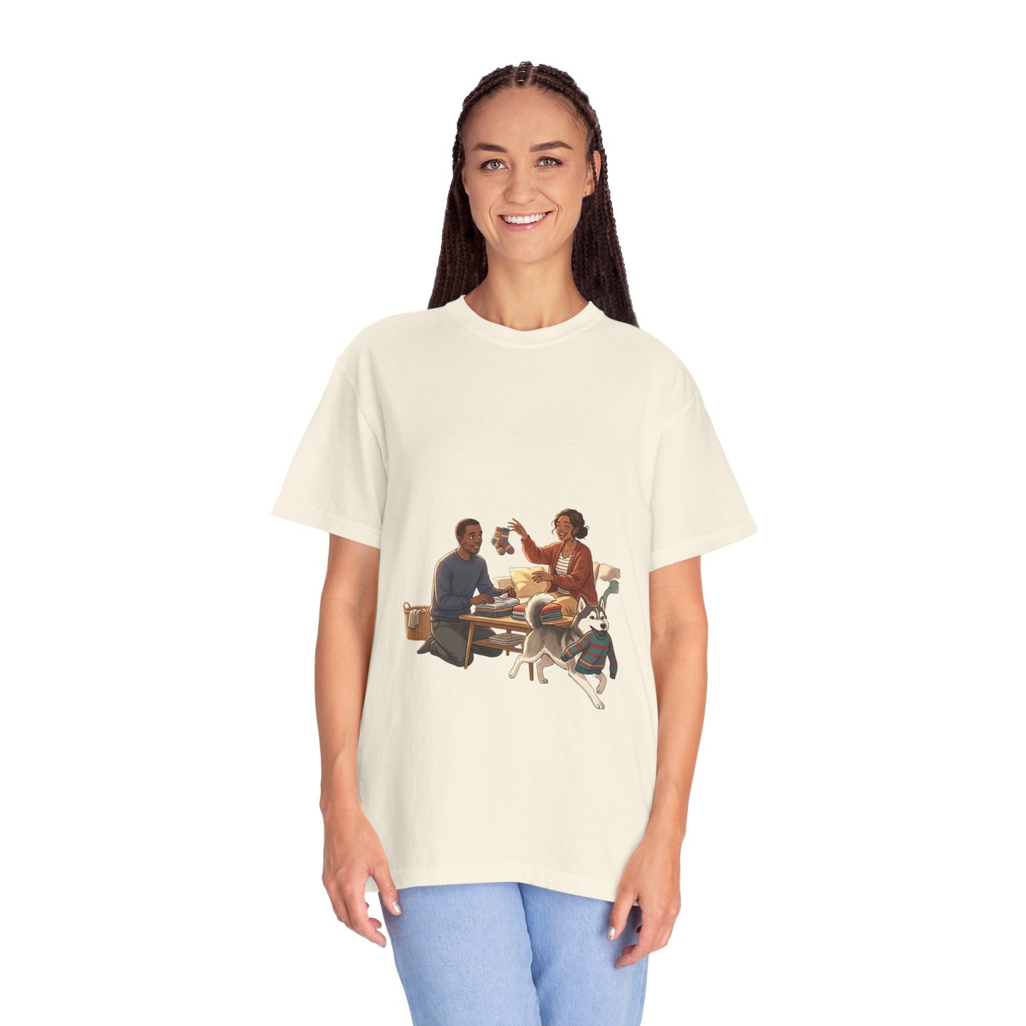 Picnic Cheers T-Shirt — Vintage Couple & Dog Illustration Tee