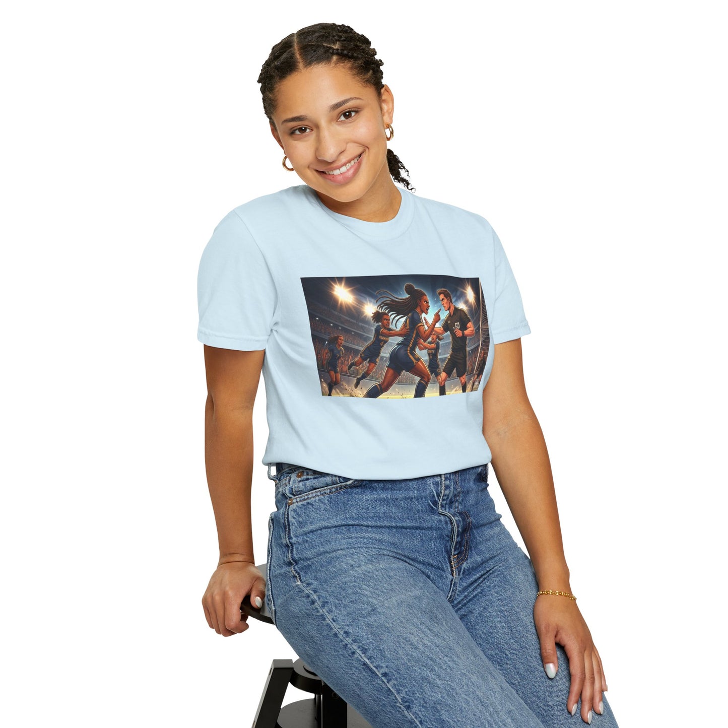 Soccer Night Match T-Shirt — Dynamic Players Under Stadium Lights