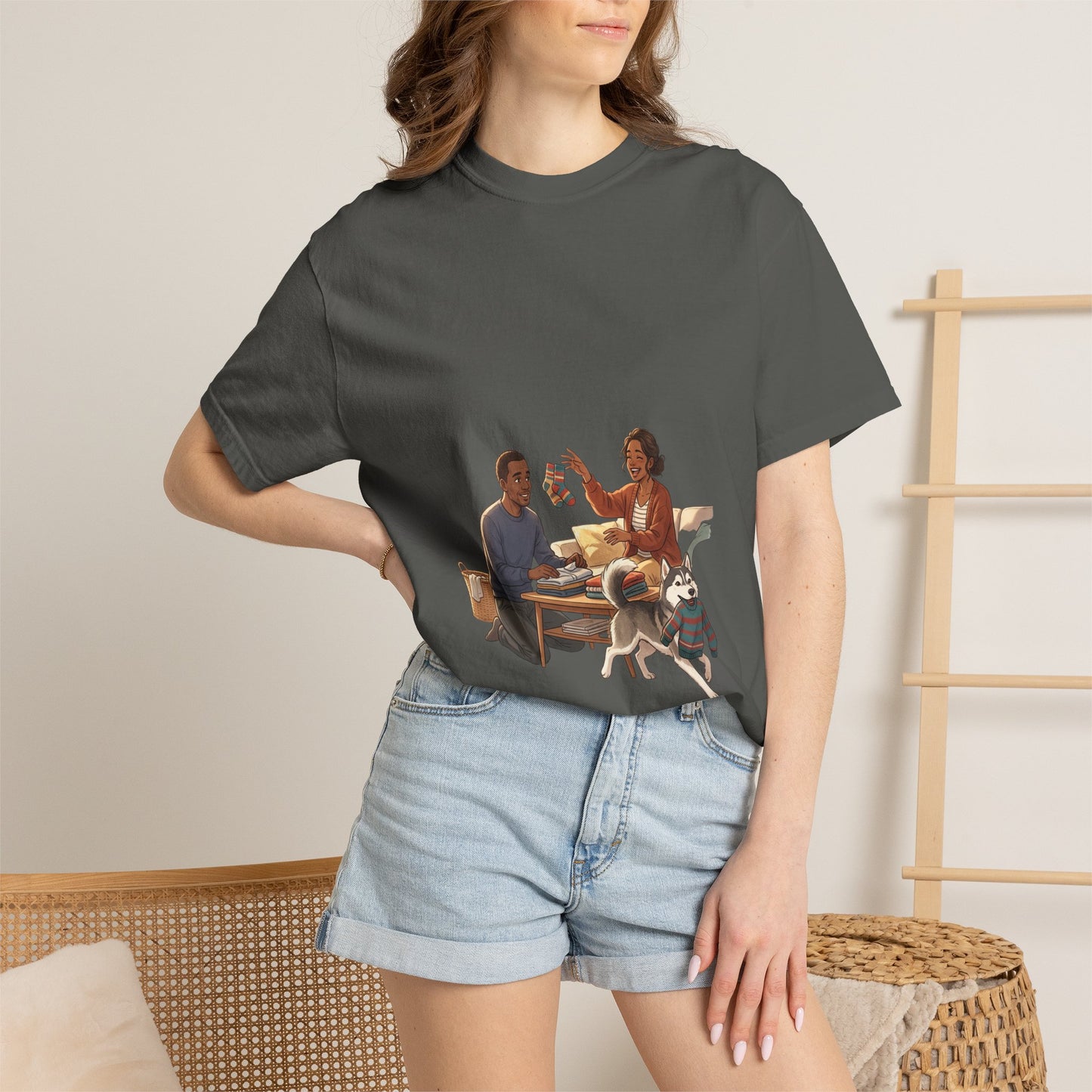 Picnic Cheers T-Shirt — Vintage Couple & Dog Illustration Tee