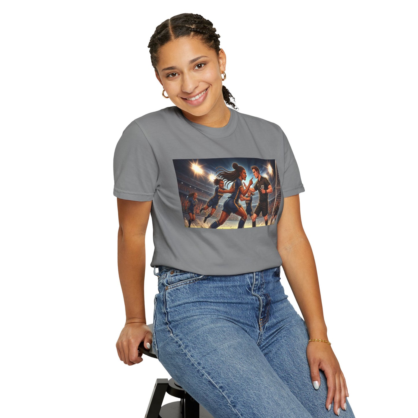 Soccer Night Match T-Shirt — Dynamic Players Under Stadium Lights