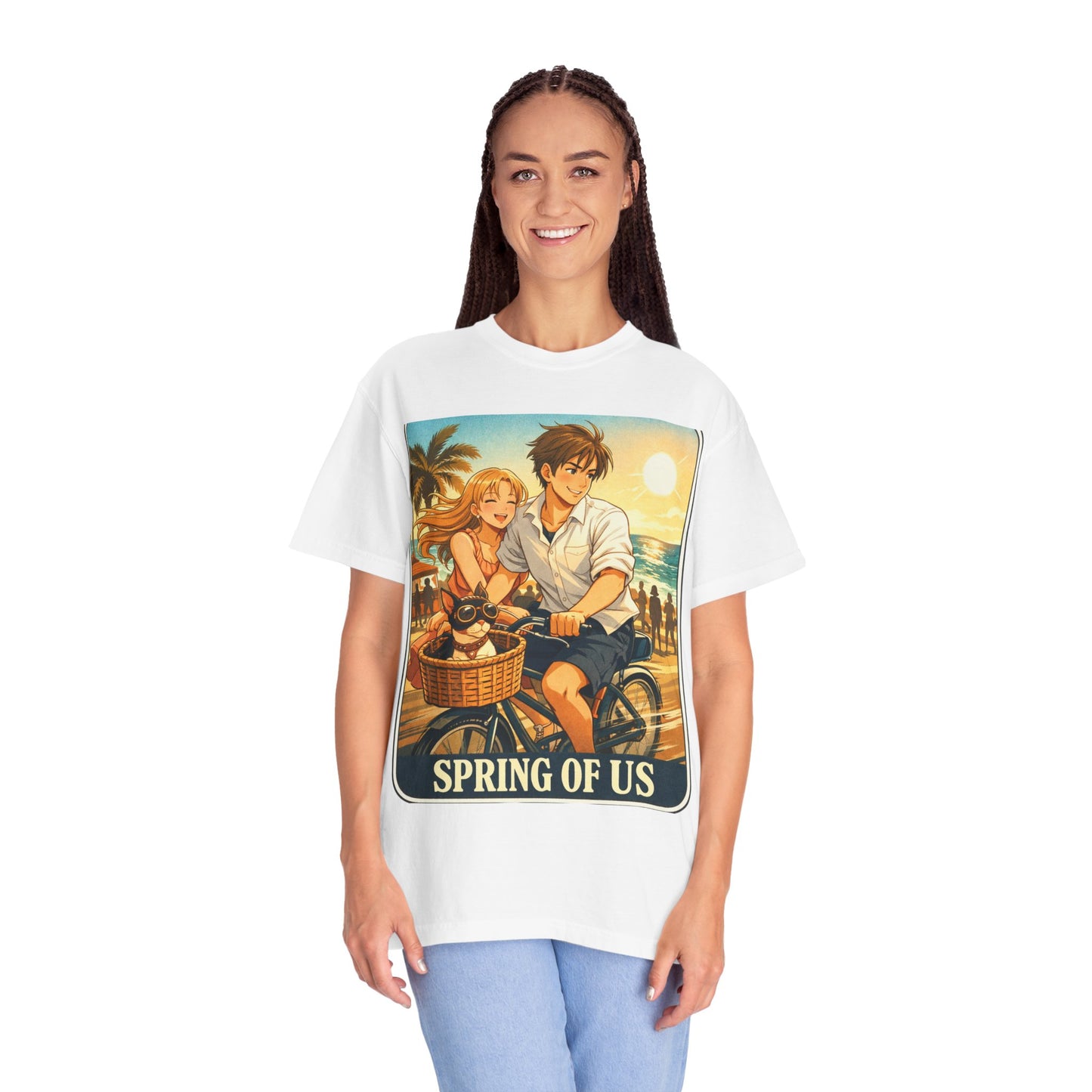 Spring of Us T-Shirt — Vintage Beach Couple Bicycle Design