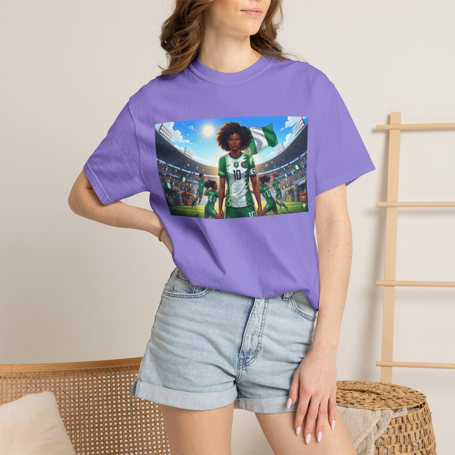 Commander- Female- Nigerian Soccer Player Stadium  - T-shirt - Graphic Tee