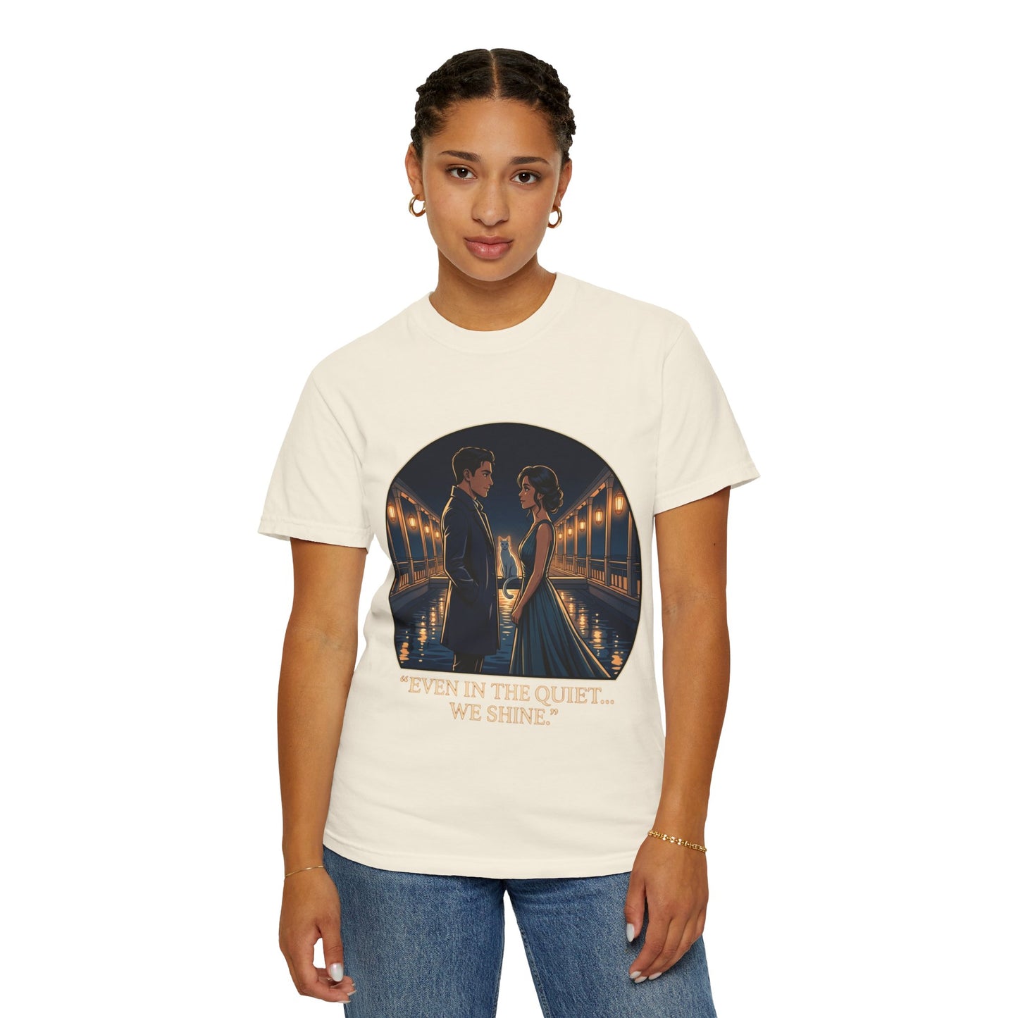 Romantic Night Stroll T-Shirt — "Even in the Quiet... We Shine" Graphic Tee