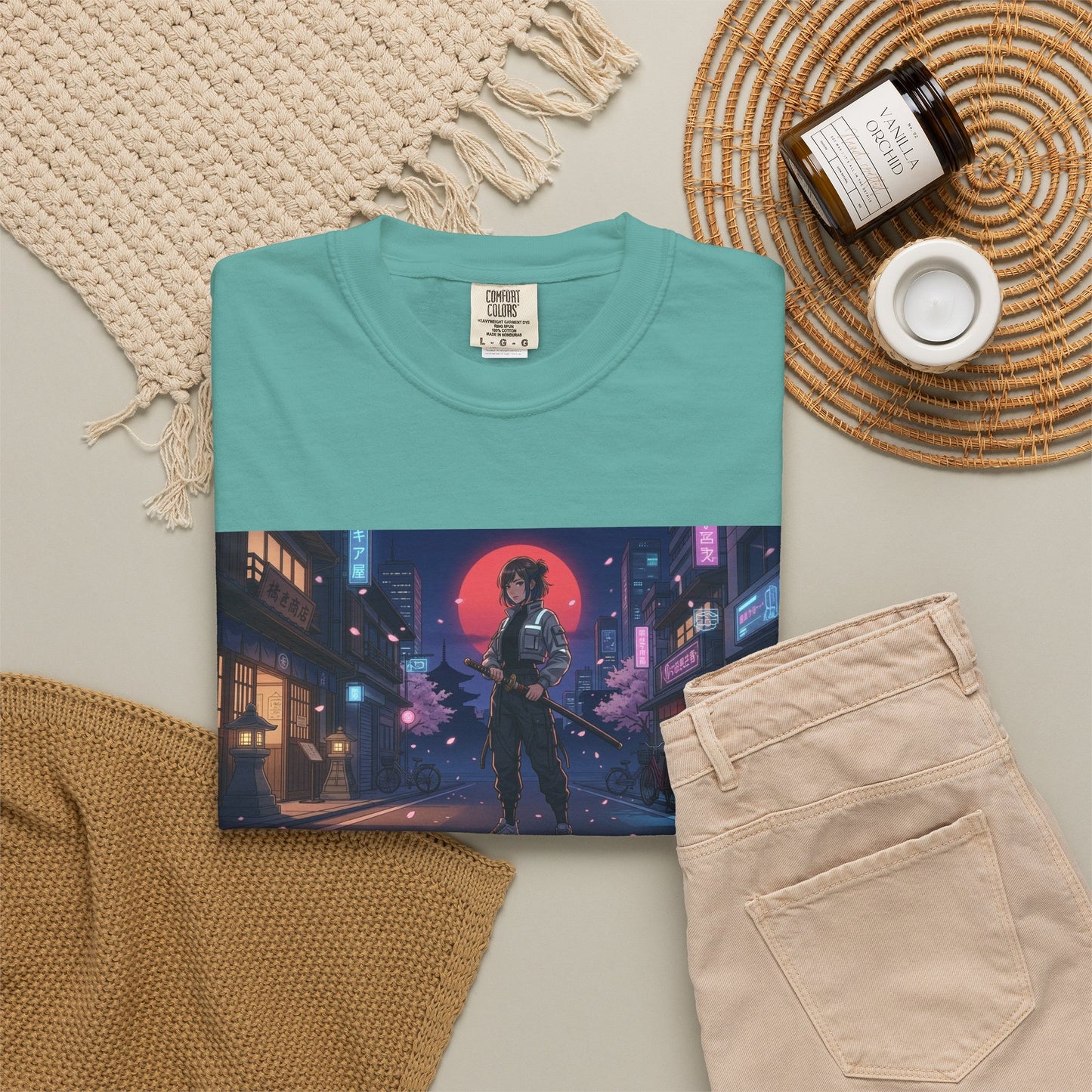 Cyberpunk Samurai T-Shirt — Neon Night Street Art Tee