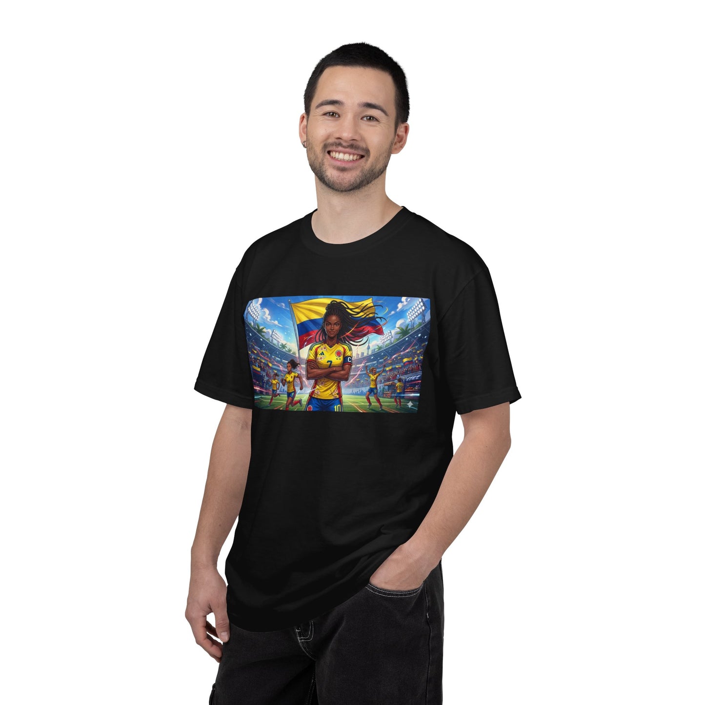 Soccer Champion Graphic T-Shirt — Woman Goalkeeper Stadium Art