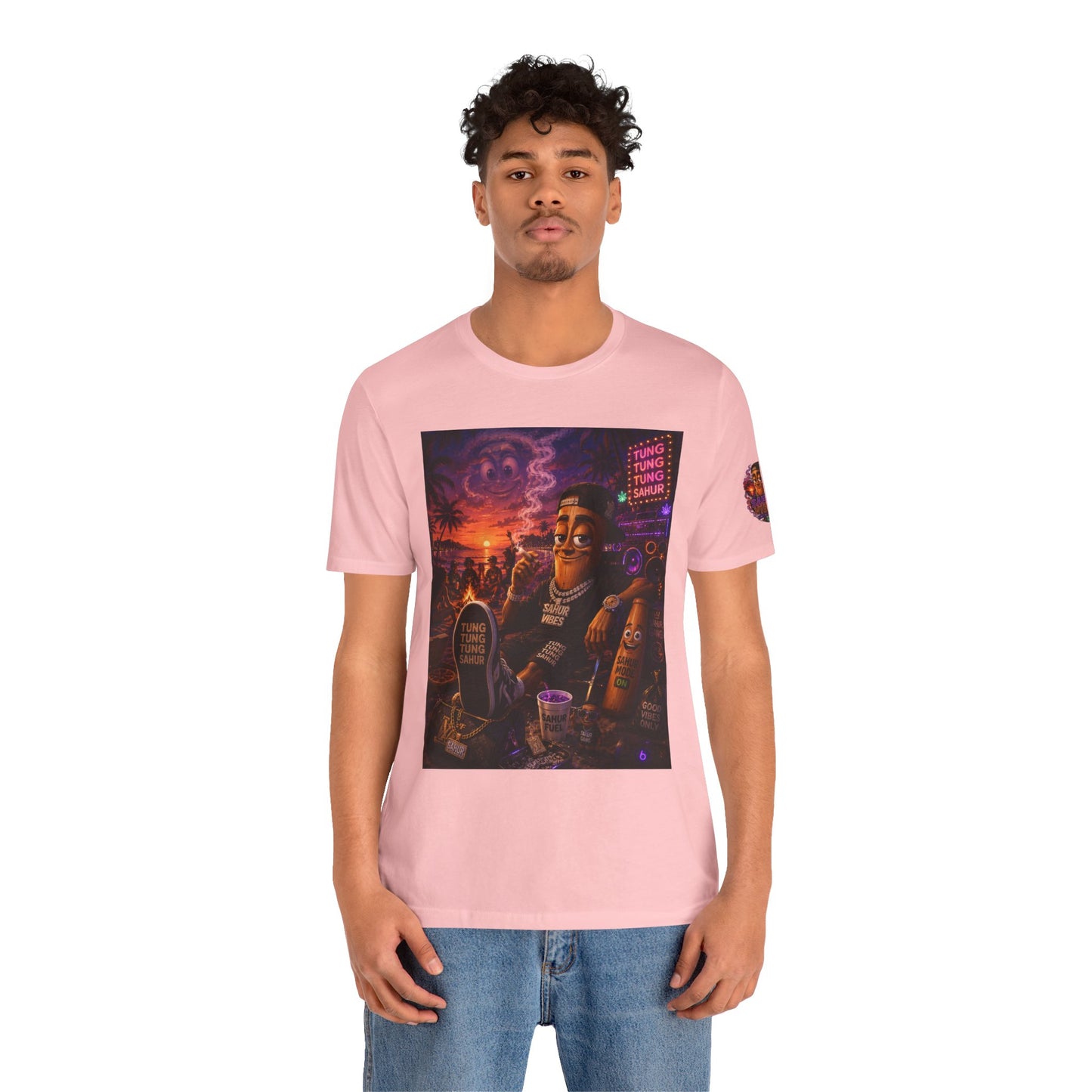 Tung Tung Tung Sahur Laid-Back Nightlife Graphic Tee — "Things Take Time" Urban Cartoon Design