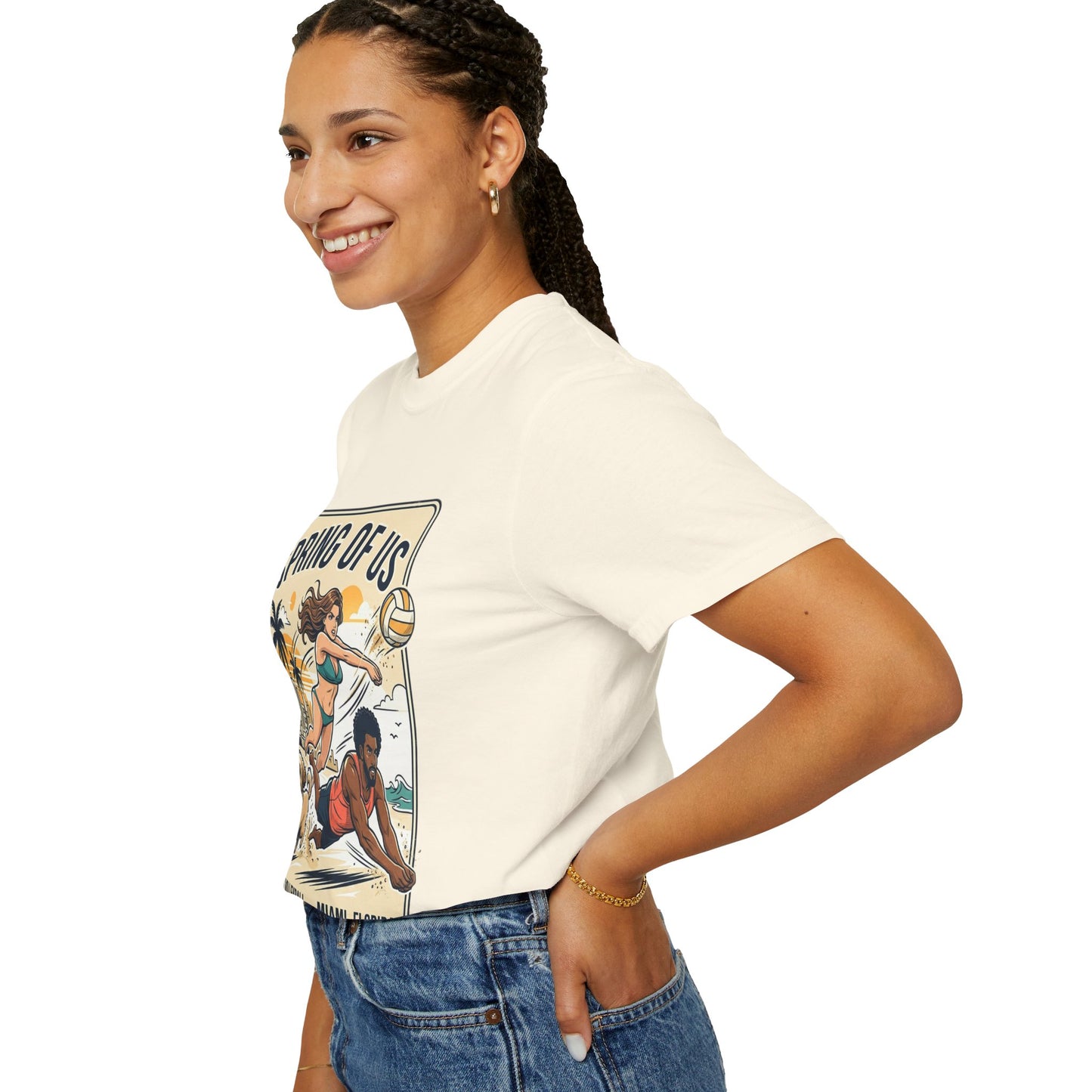 Spring of Us Beach Volleyball T-Shirt — Miami, Florida Retro Sun & Palm Tee