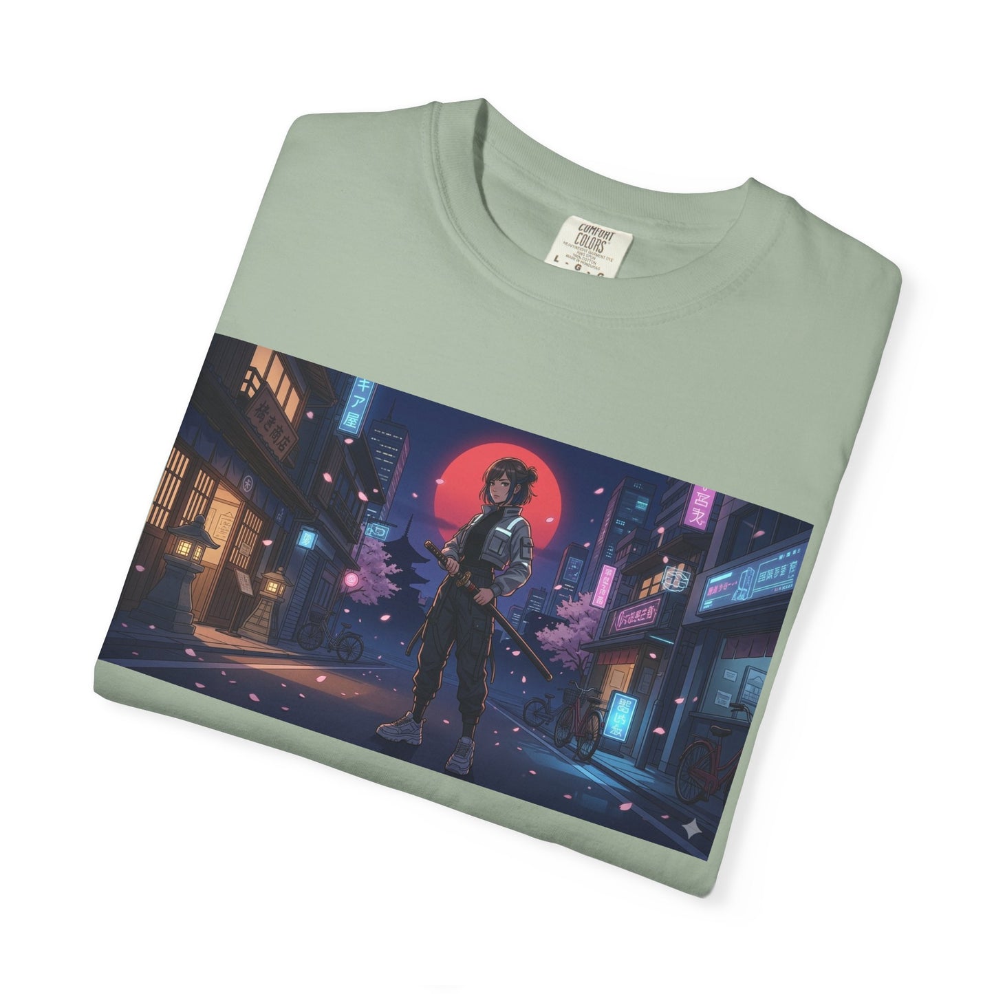 Cyberpunk Samurai T-Shirt — Neon Night Street Art Tee