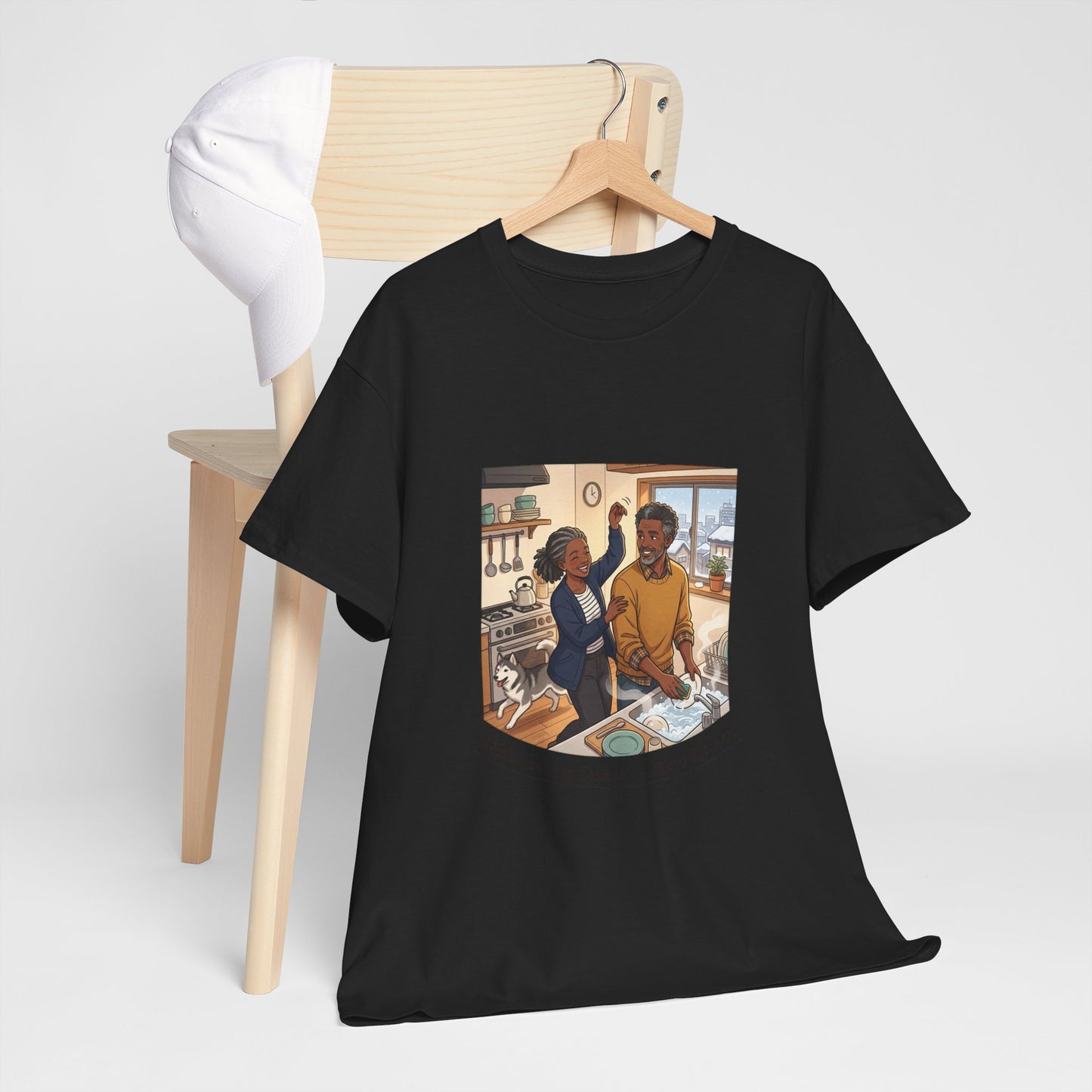 Dishwashing Dance Tee — Couple Kitchen Graphic T-Shirt