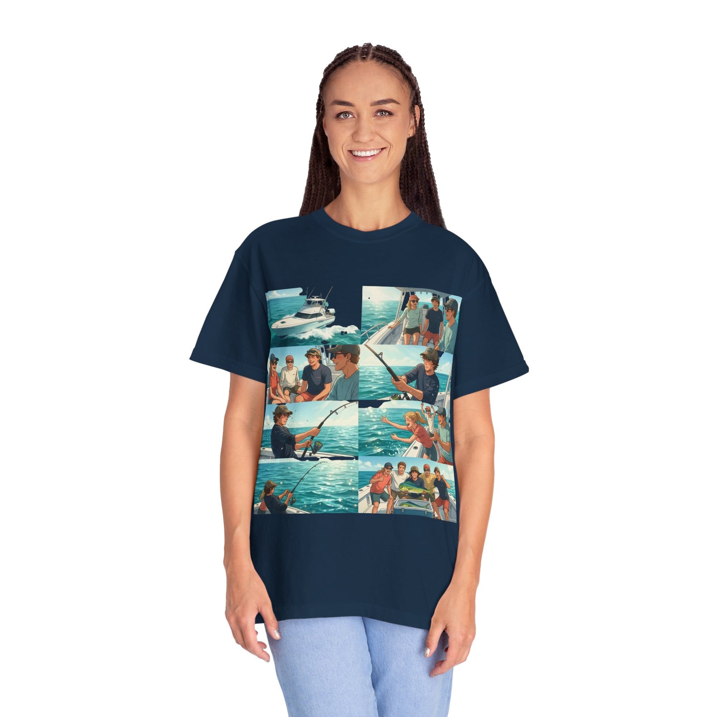 Deep Sea Energy (Friends Fishing Edition) Fishing Trip Photo Collage T-Shirt