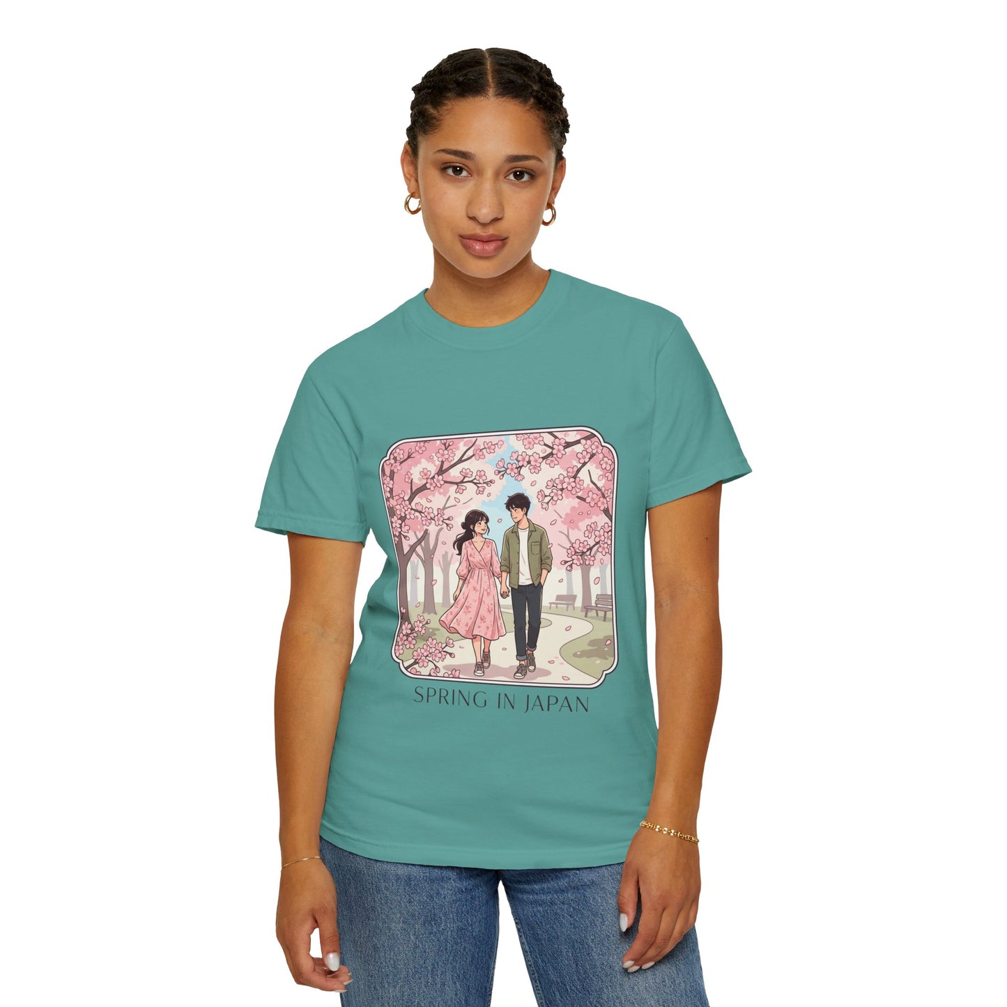 Spring in Japan T-Shirt — Cherry Blossom Couple Graphic Tee