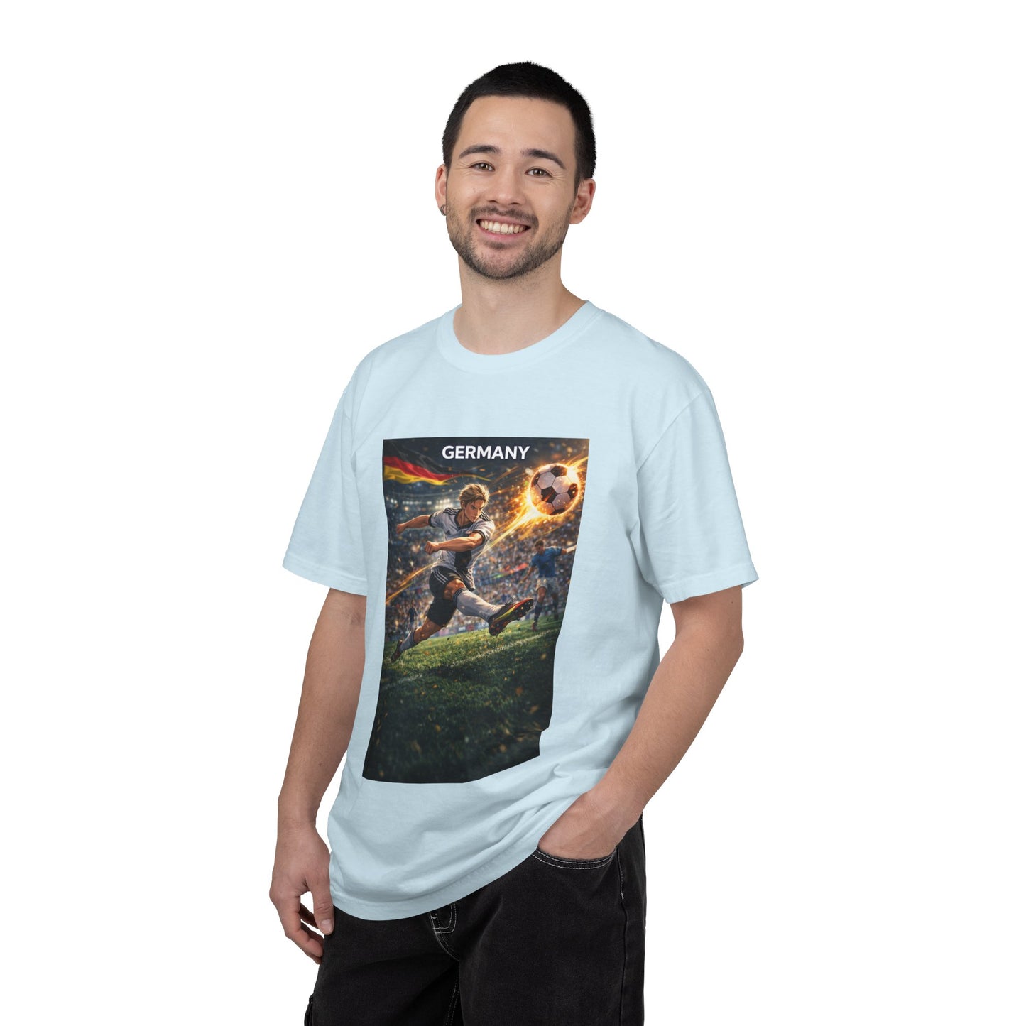 Germany Soccer Player Graphic T-Shirt — Retro Football Stadium Print