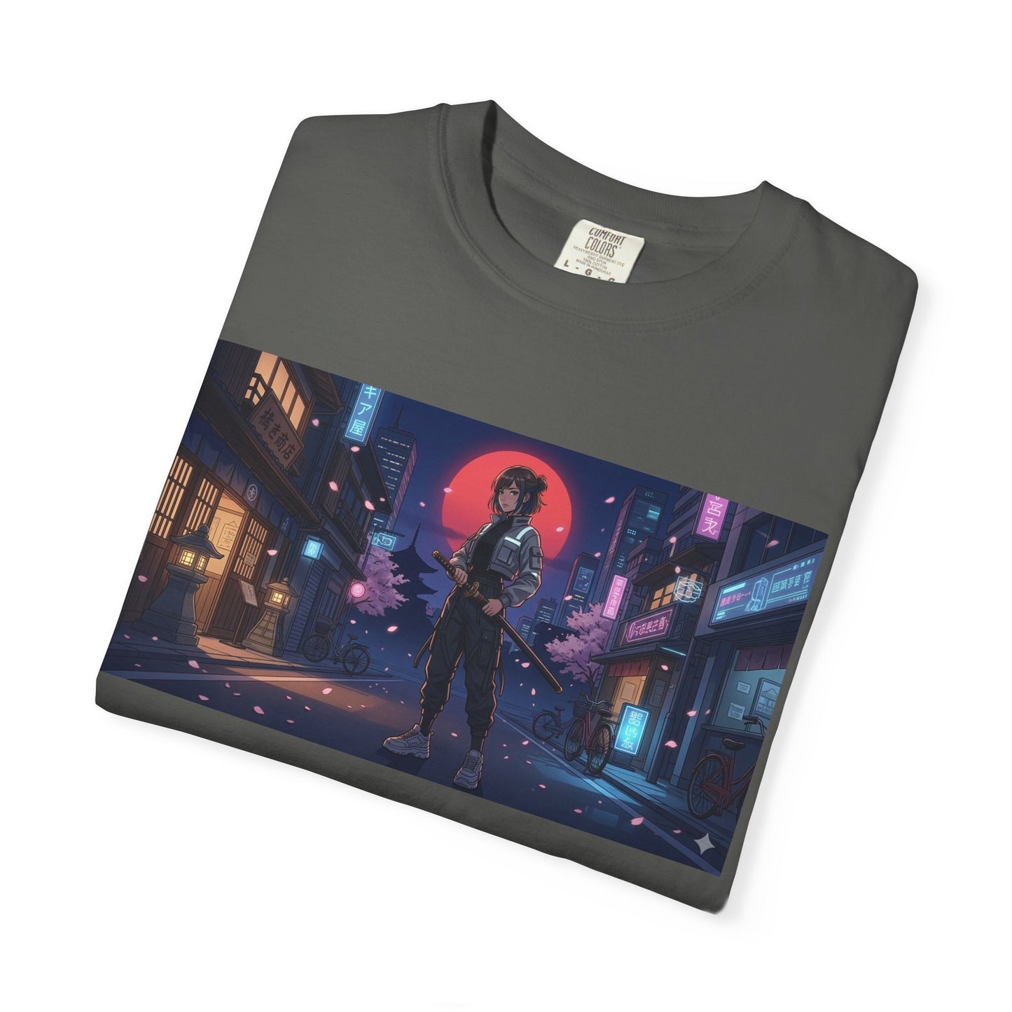Cyberpunk Samurai T-Shirt — Neon Night Street Art Tee