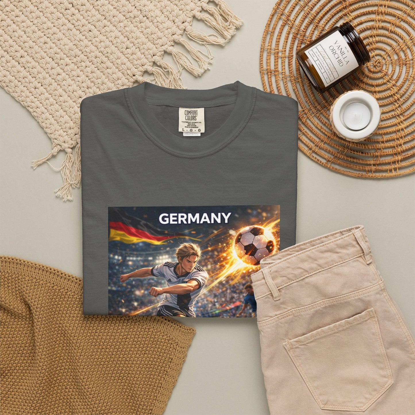 Germany Soccer Player Graphic T-Shirt — Retro Football Stadium Print