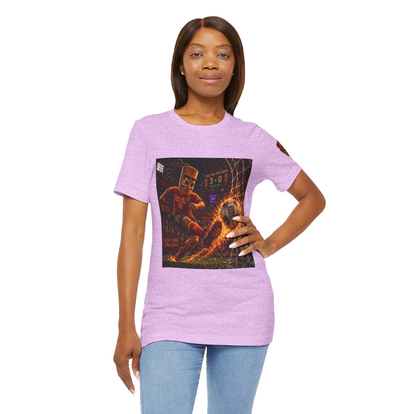 Tung Tung Tung Sahur Soccer Kick Firestorm Graphic Tee — ‘Goal’ Animated Kick Design