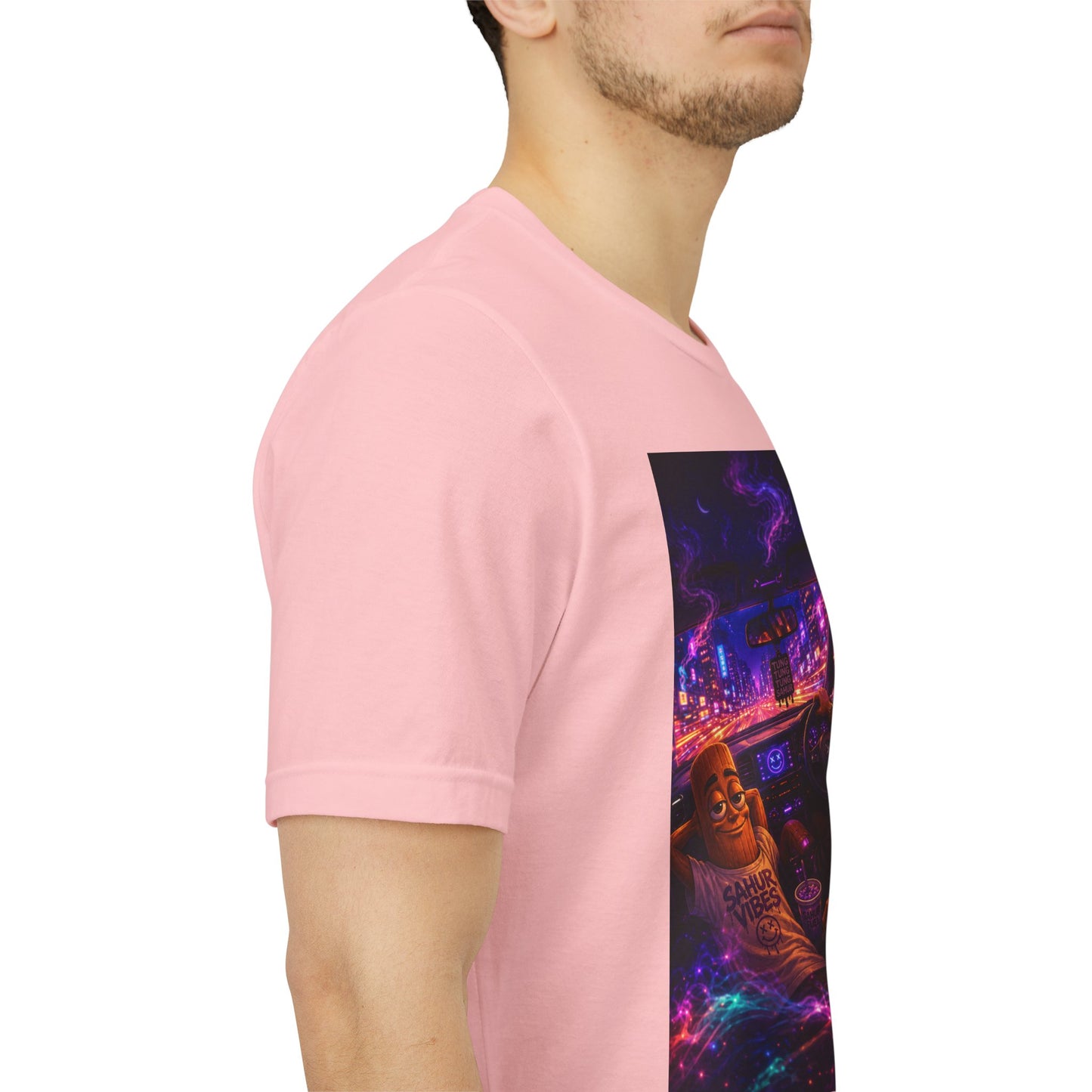 Tung Tung Tung Sahur Who Ride Like Us T-Shirt — Night Cruise Vaporwave Graphic Tee
