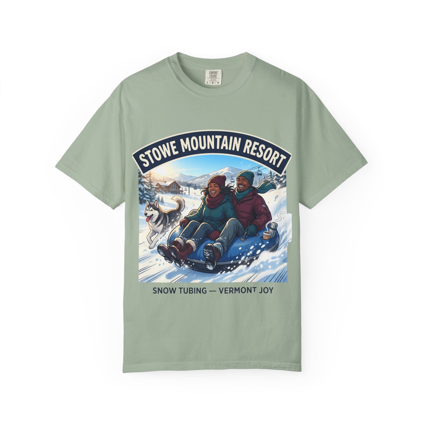 Stowe Mountain Resort Snow Tubing T-Shirt — "Vermont Joy" Winter Apparel