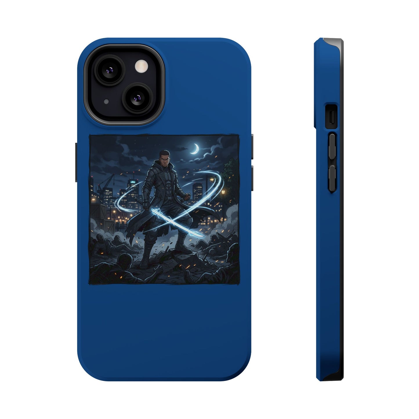 Magnetic Impact-Resistant Phone Case — Night Warrior Sci‑Fi Design