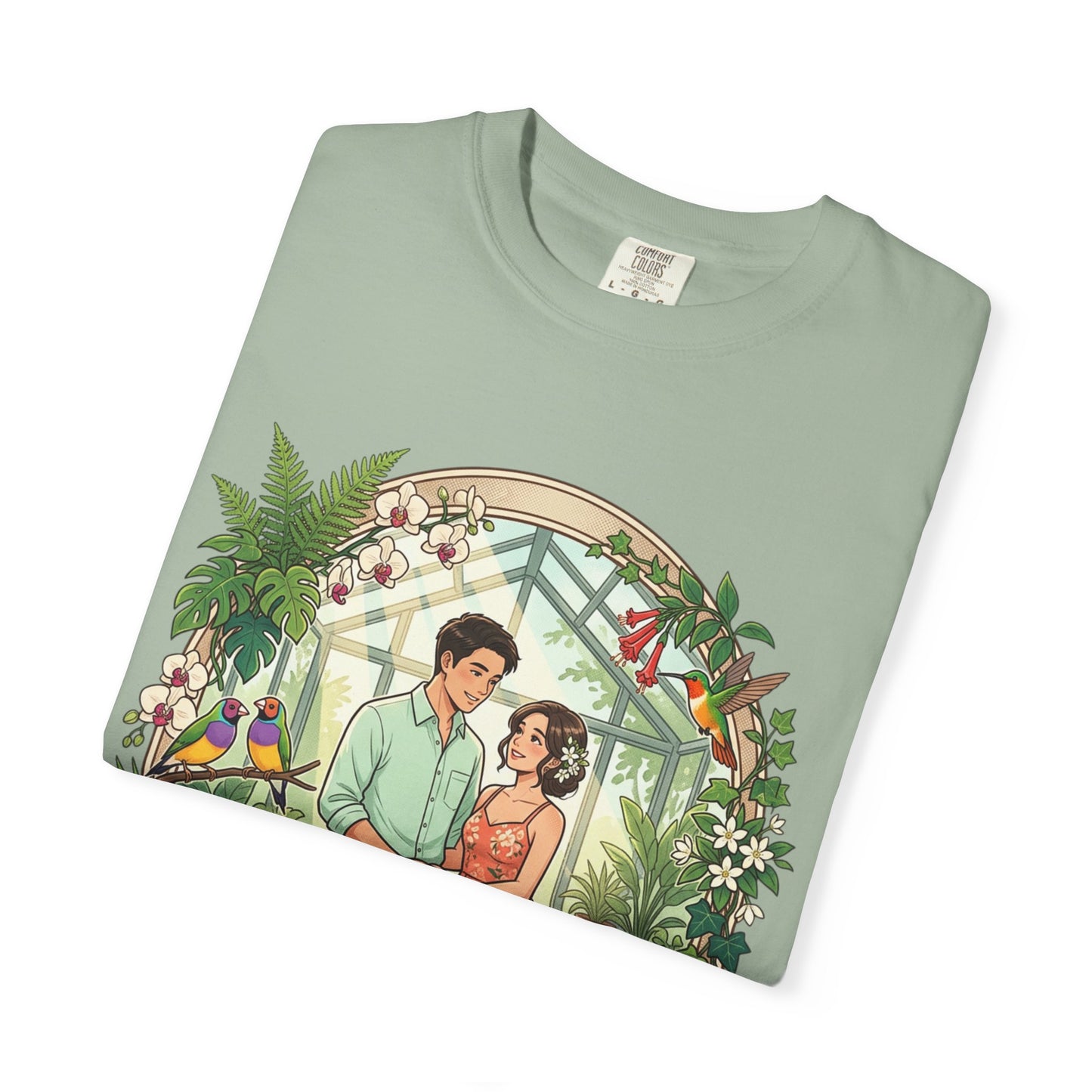 Romantic Greenhouse Couples T-Shirt — “Love Grows Where We Nurture It”